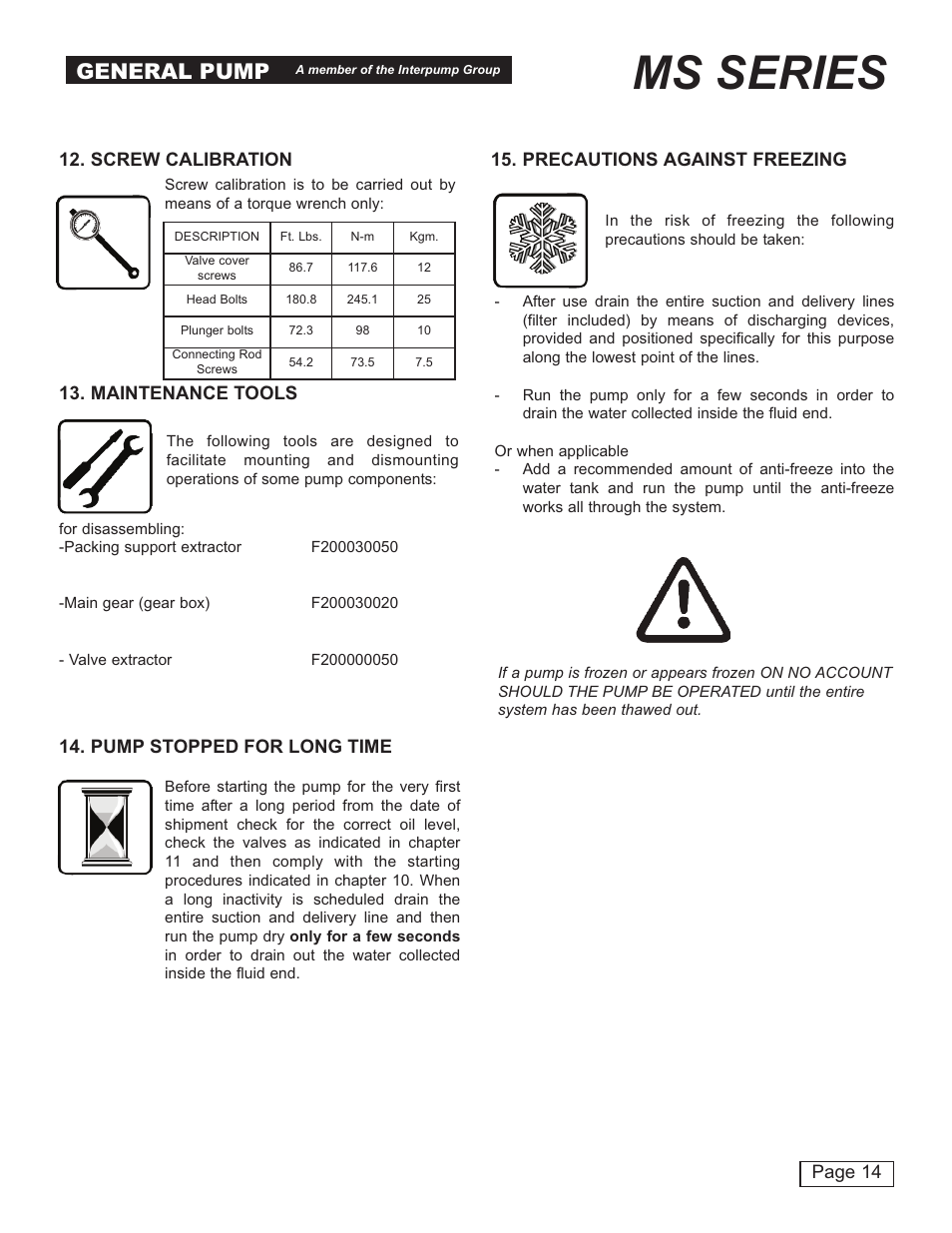 Ms series, General pump | General Pump MS Owner Manual User Manual | Page 14 / 20