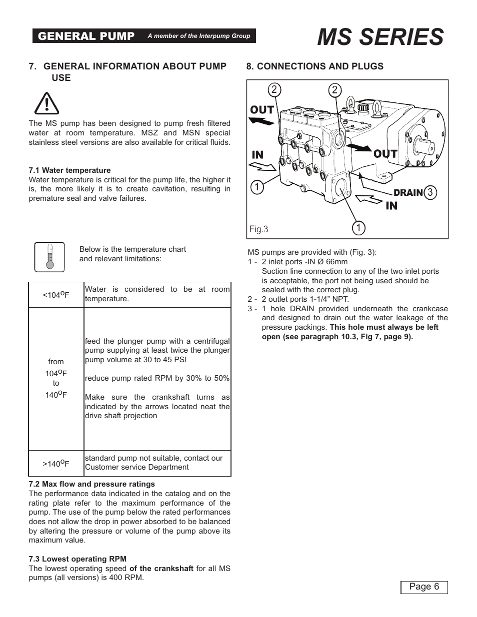 Ms series, General pump | General Pump MS Owner Manual User Manual | Page 6 / 20