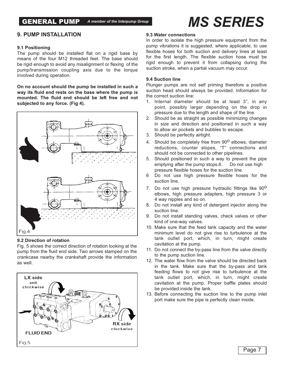 Ms series, General pump | General Pump MS Owner Manual User Manual | Page 7 / 20