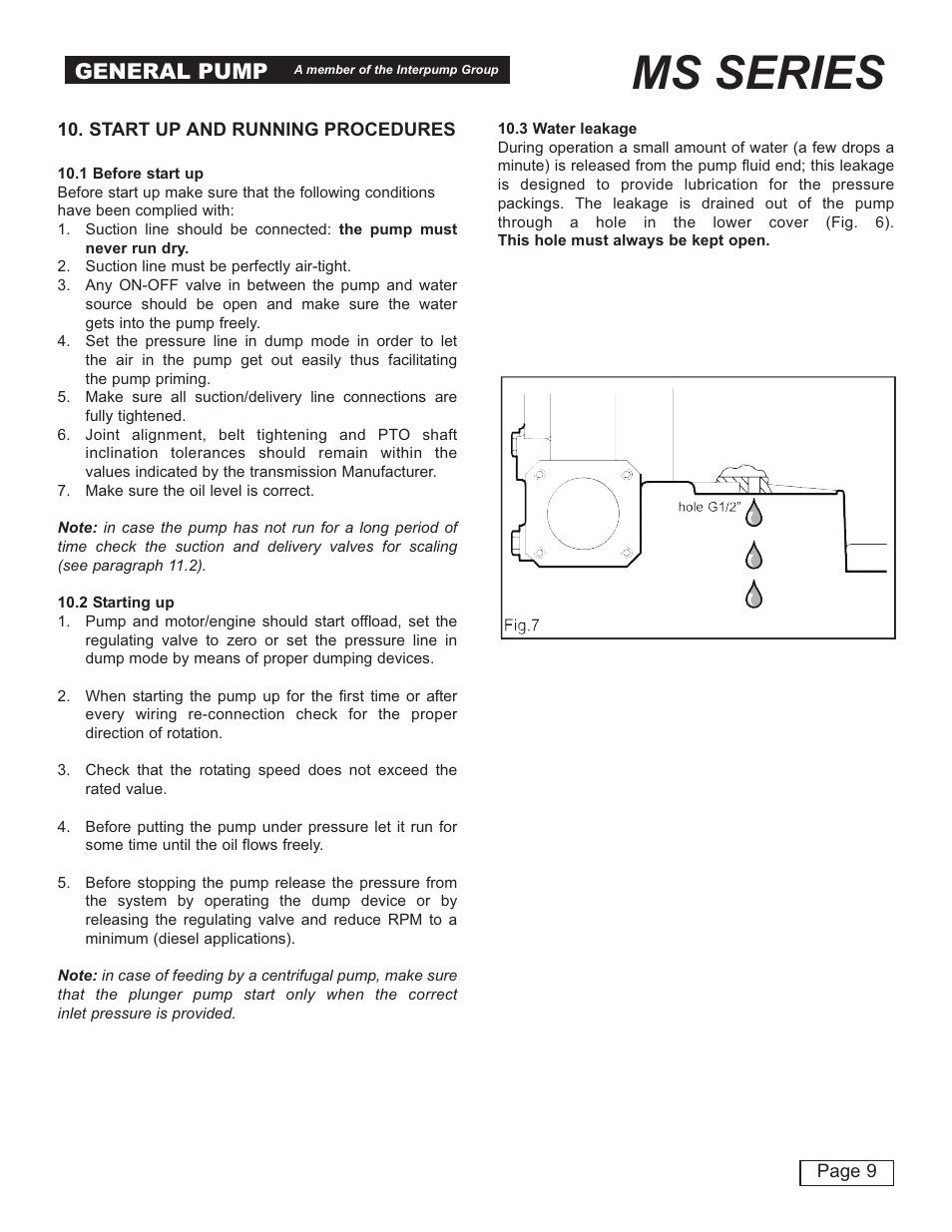 Ms series, General pump | General Pump MS Owner Manual User Manual | Page 9 / 20