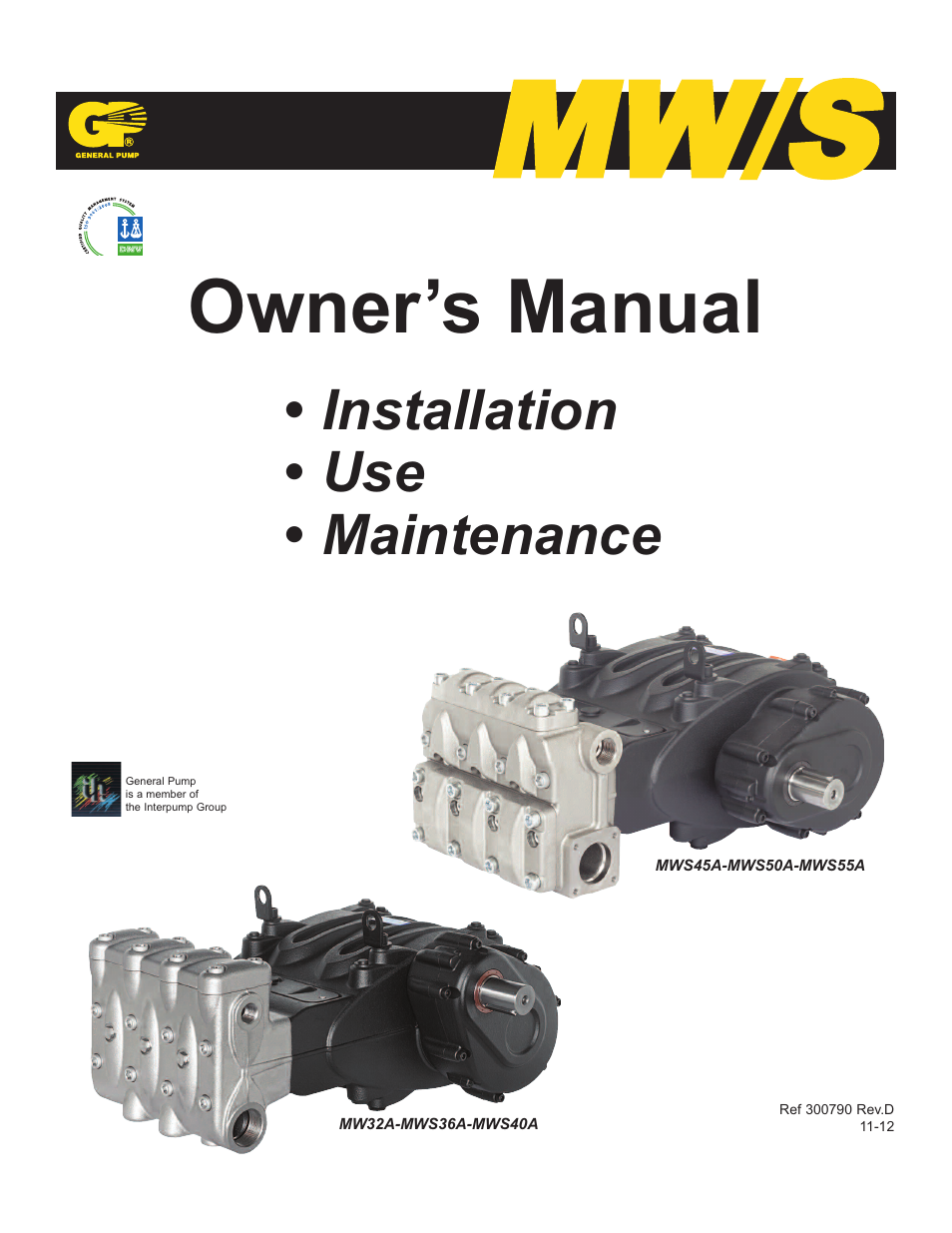 General Pump MW Owners Manual User Manual | 34 pages