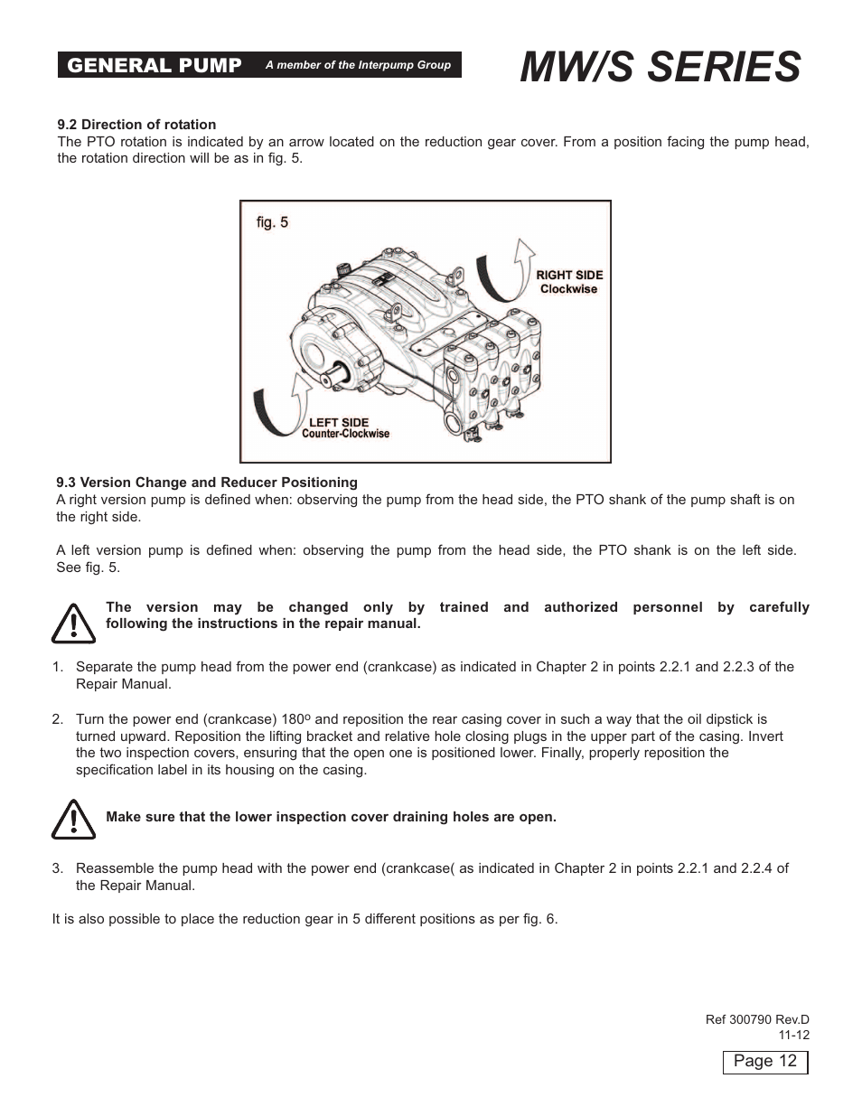 Mw/s series, General pump | General Pump MW Owners Manual User Manual | Page 12 / 34