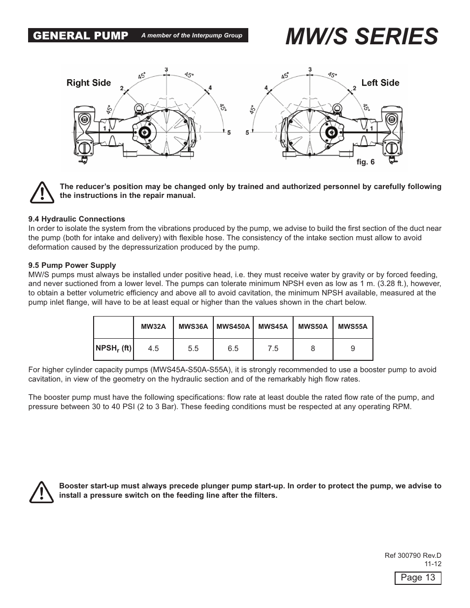 Mw/s series, General pump | General Pump MW Owners Manual User Manual | Page 13 / 34