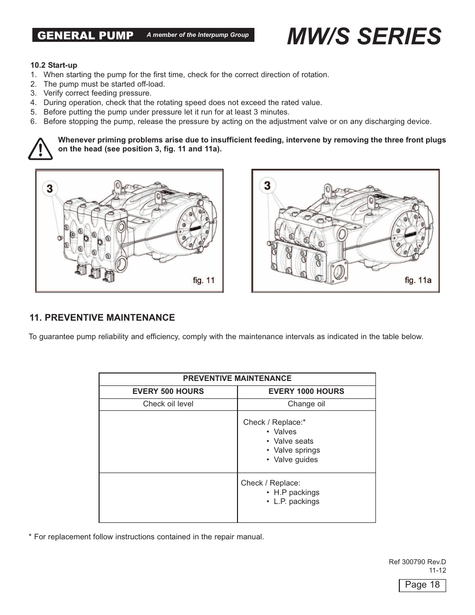 Mw/s series, General pump | General Pump MW Owners Manual User Manual | Page 18 / 34