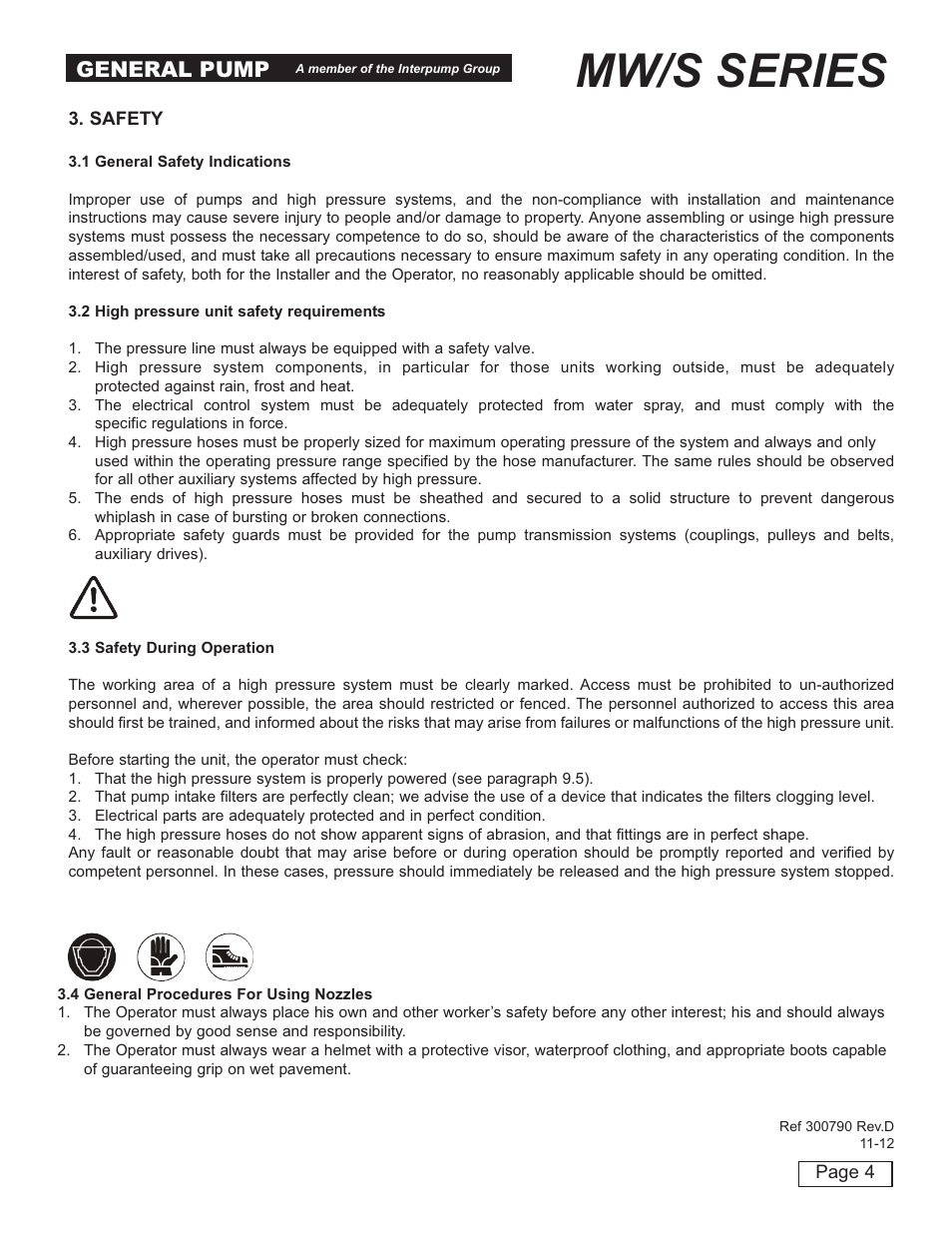 Mw/s series, General pump | General Pump MW Owners Manual User Manual | Page 4 / 34