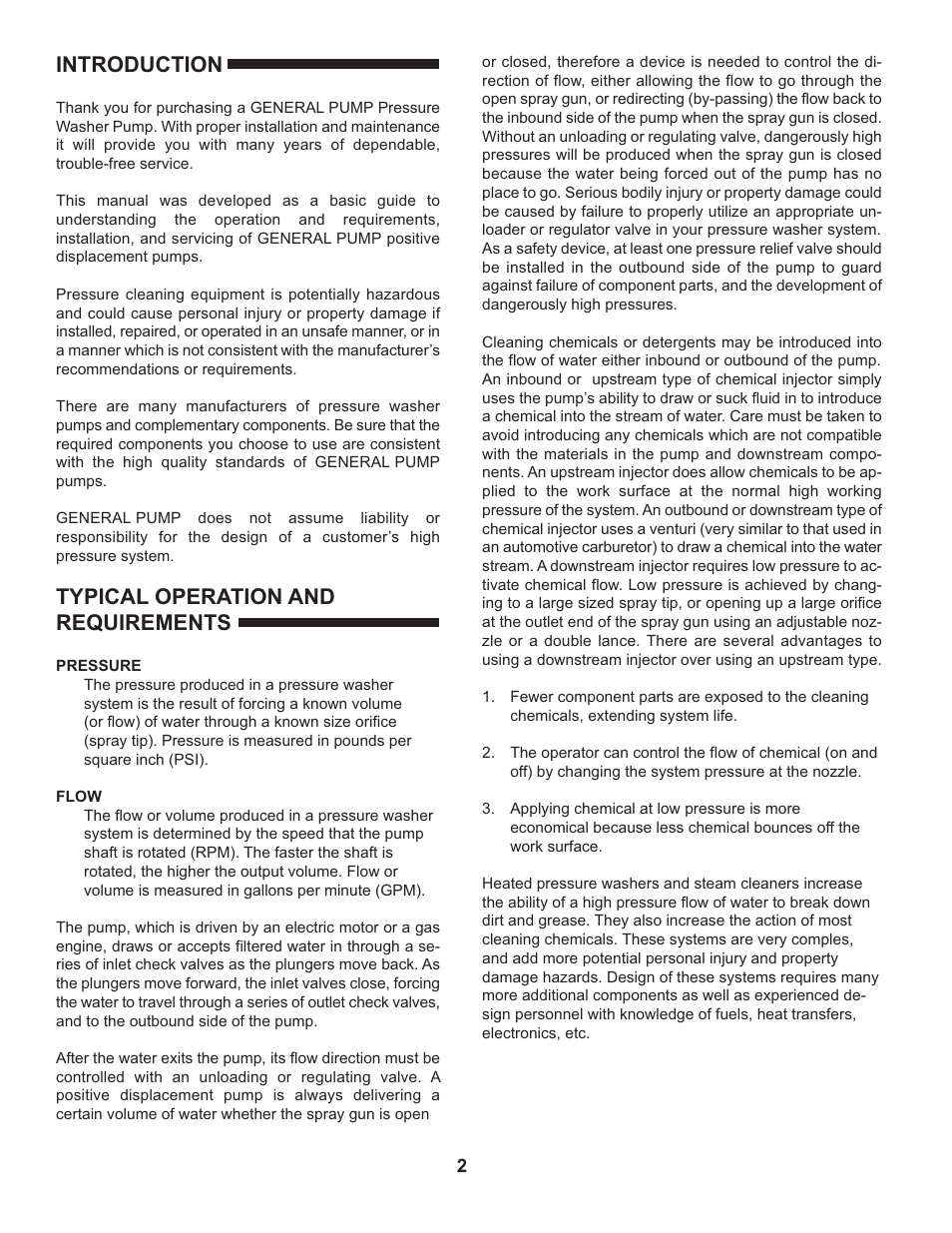 Introduction, Typical operation and requirements | General Pump Pump Installation and Service Manual User Manual | Page 2 / 12