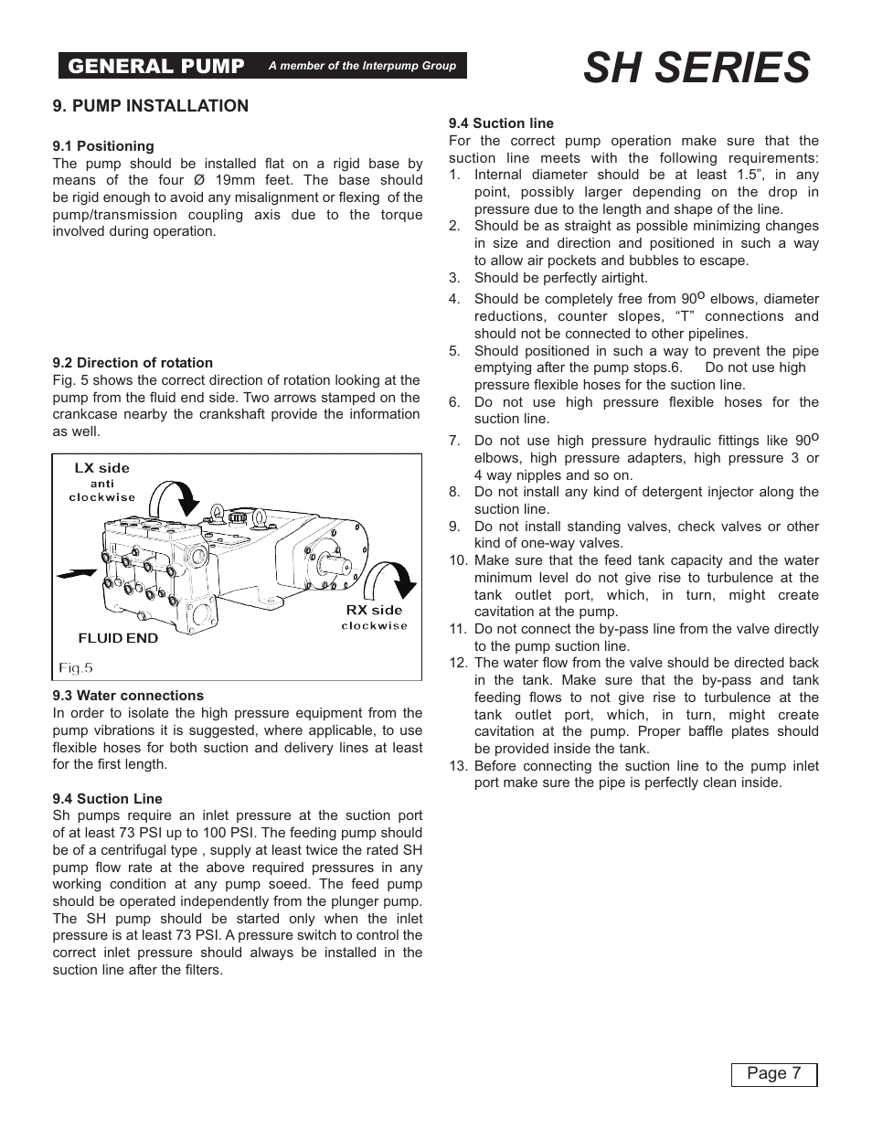 Sh series, General pump | General Pump SH User Manual | Page 7 / 18