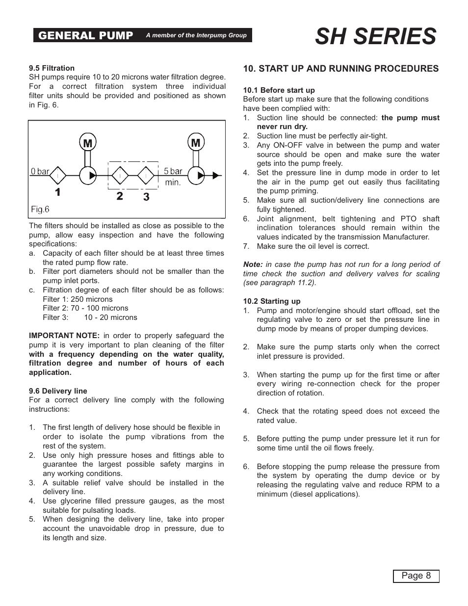 Sh series, General pump | General Pump SH User Manual | Page 8 / 18
