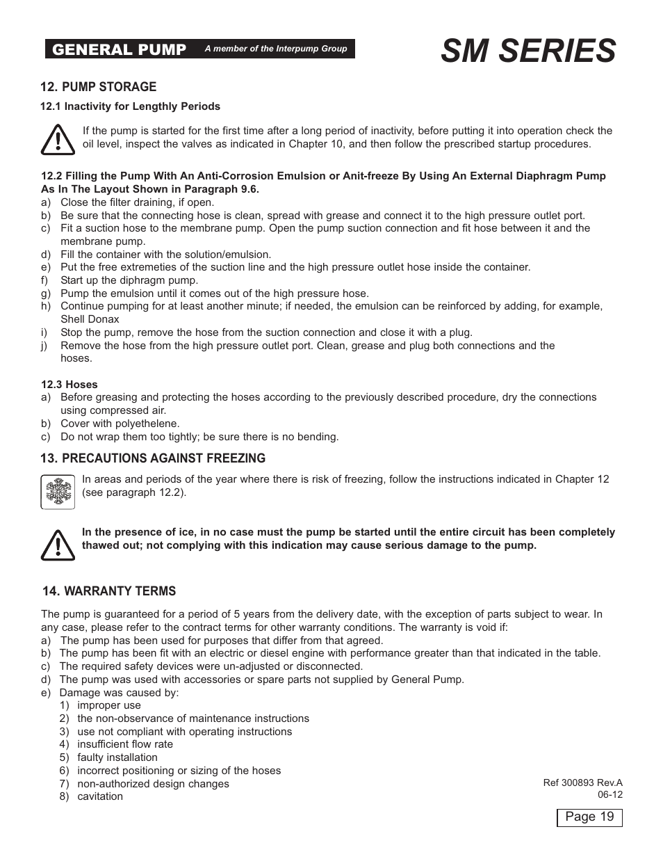Sm series, General pump | General Pump SM Owners Manual User Manual | Page 19 / 24