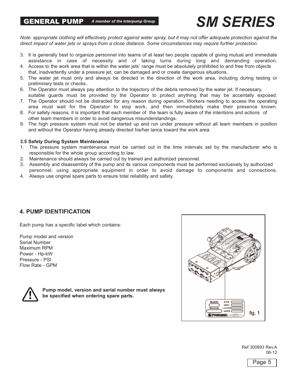 Sm series, General pump | General Pump SM Owners Manual User Manual | Page 5 / 24