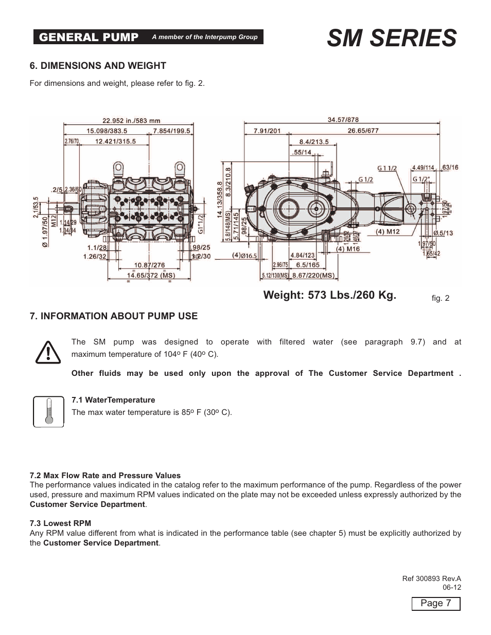 Sm series, General pump | General Pump SM Owners Manual User Manual | Page 7 / 24