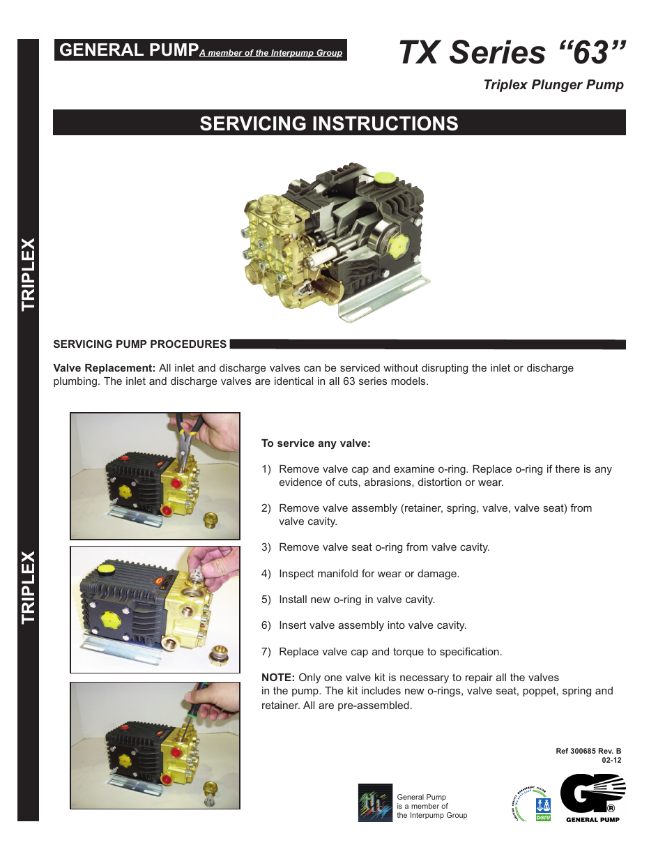 General Pump TX-63 Series User Manual | 4 pages