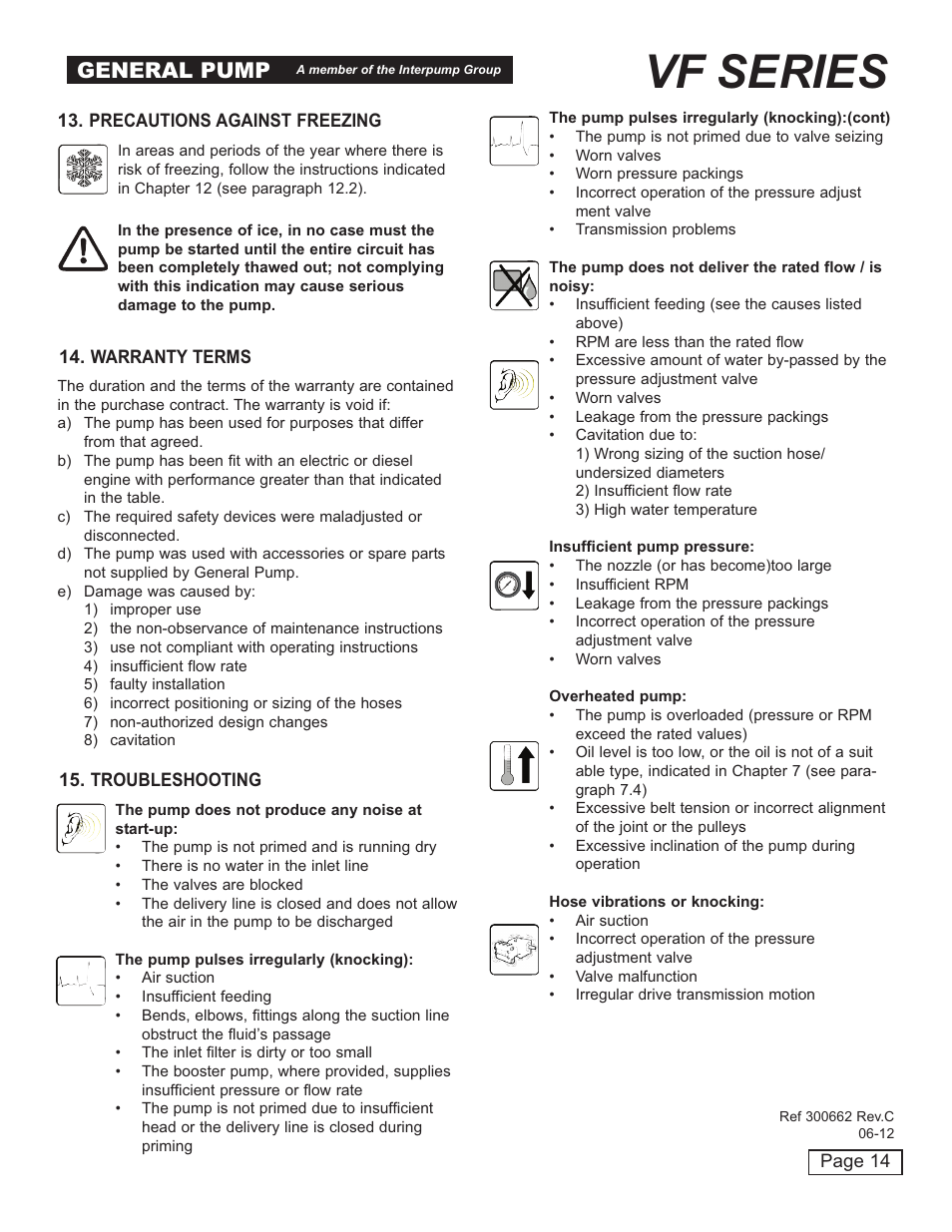 Vf series, General pump | General Pump VF Owner Manual User Manual | Page 14 / 17