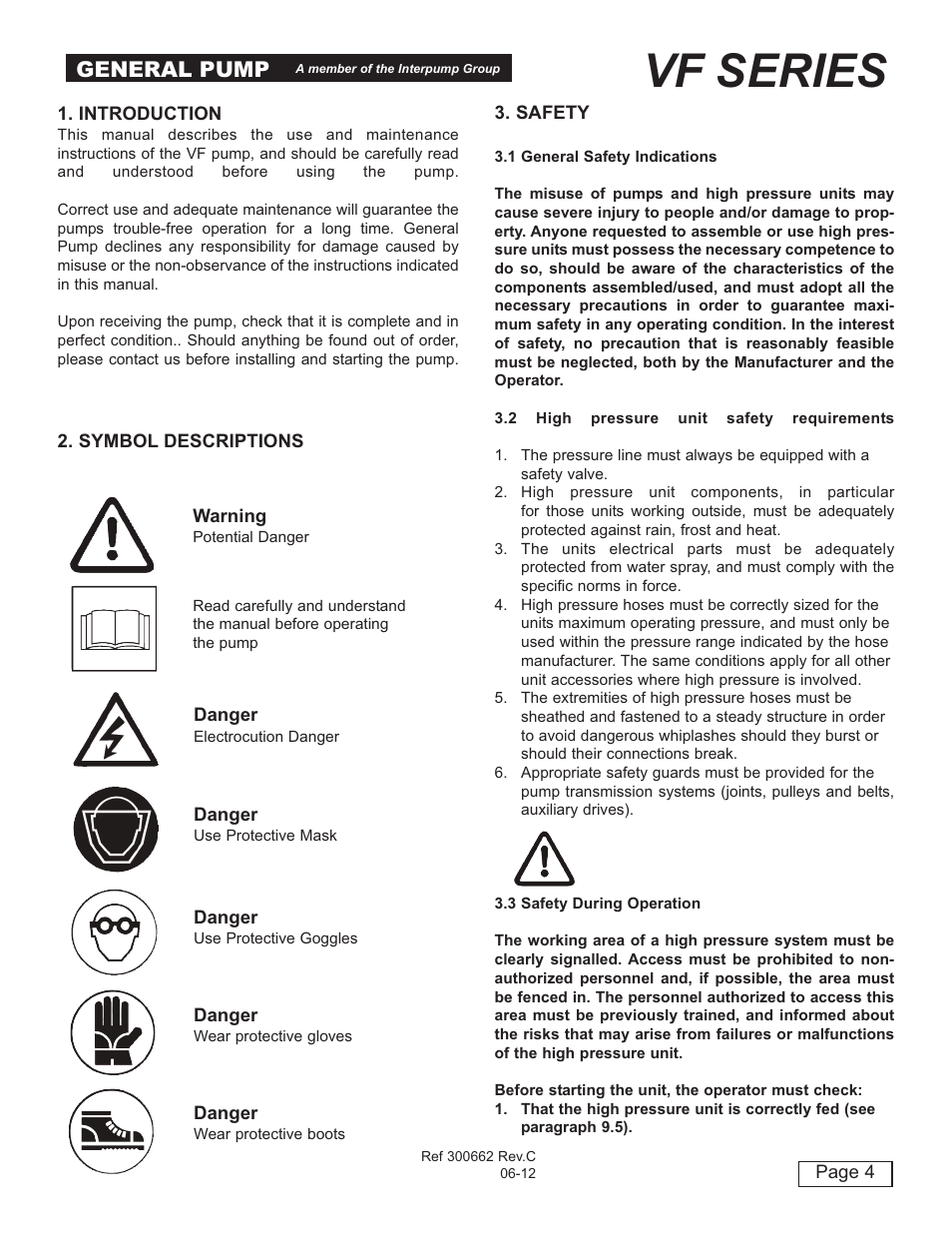 Vf series, General pump | General Pump VF Owner Manual User Manual | Page 4 / 17