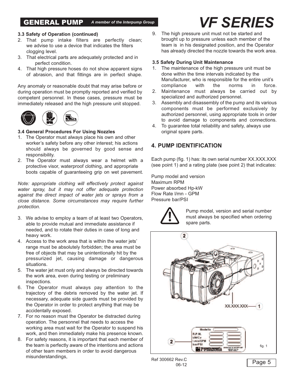 Vf series, General pump | General Pump VF Owner Manual User Manual | Page 5 / 17