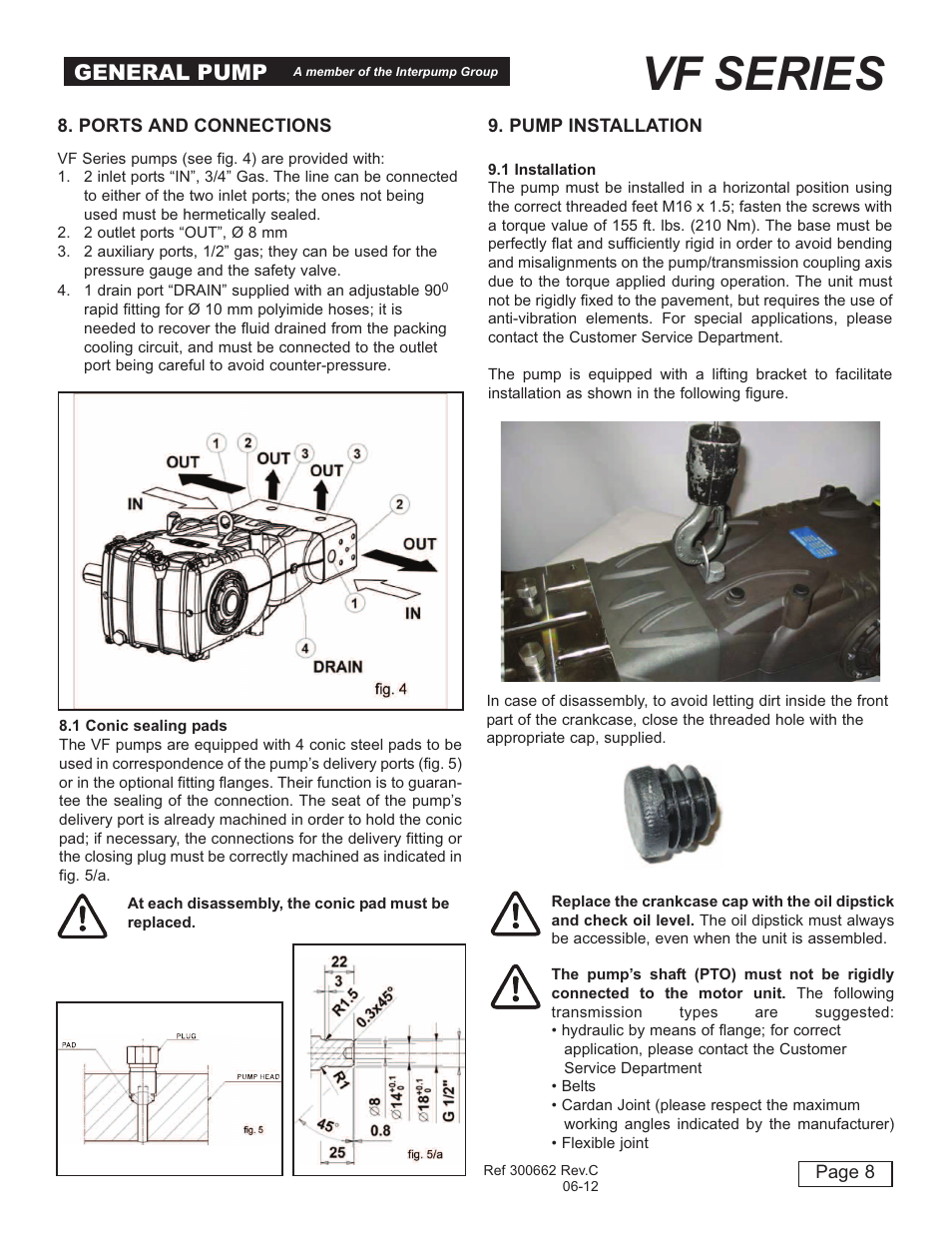 Vf series, General pump | General Pump VF Owner Manual User Manual | Page 8 / 17