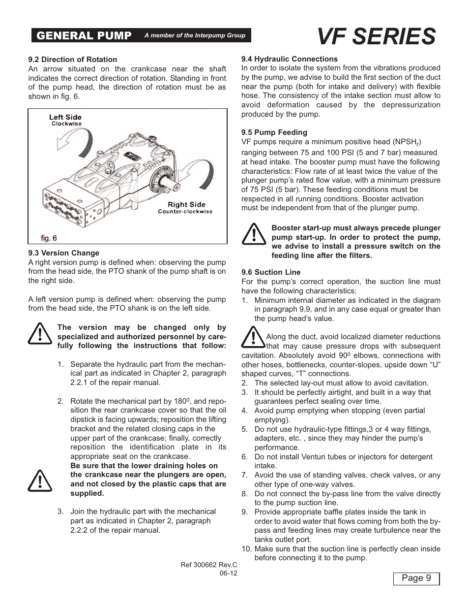 Vf series, General pump | General Pump VF Owner Manual User Manual | Page 9 / 17