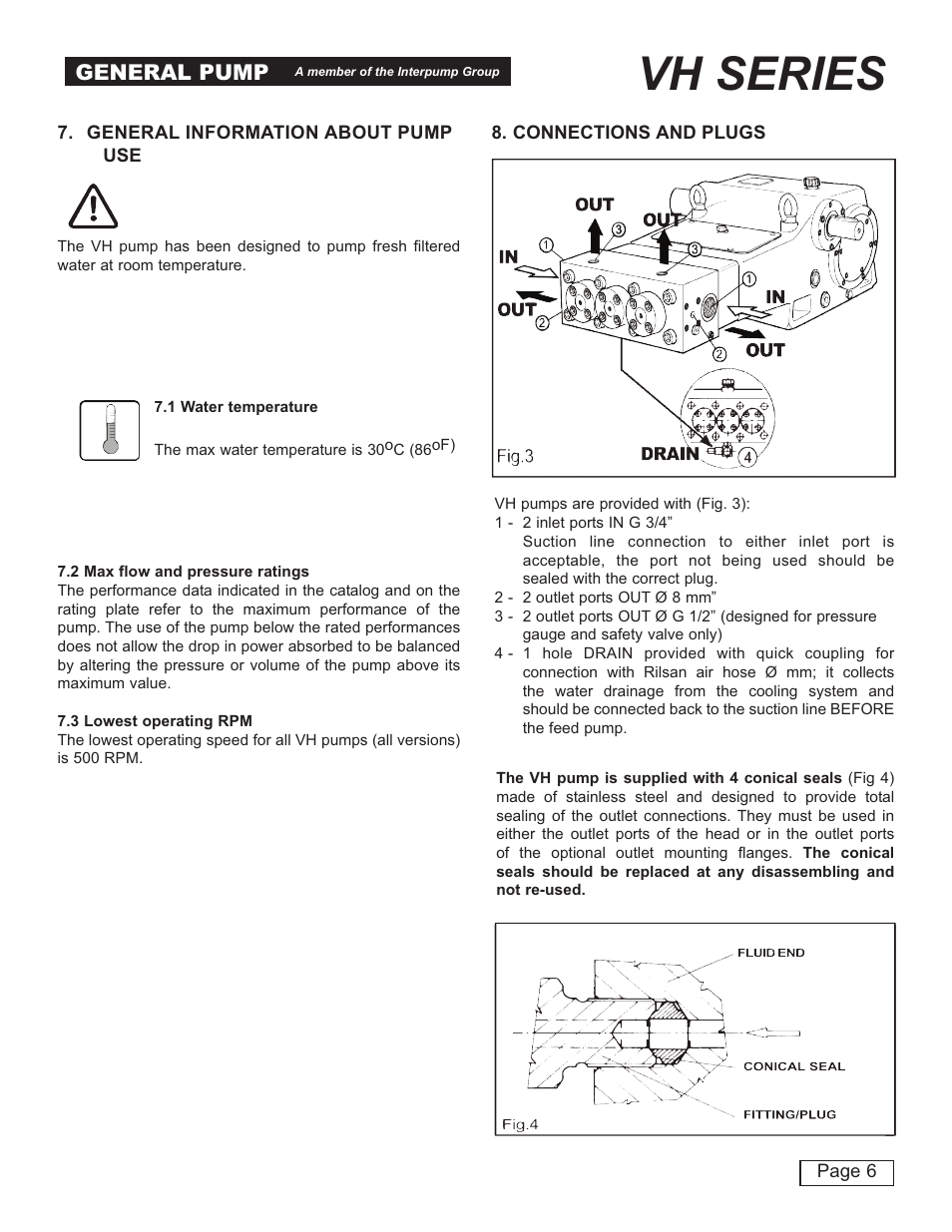 Vh series, General pump | General Pump VH User Manual | Page 6 / 18