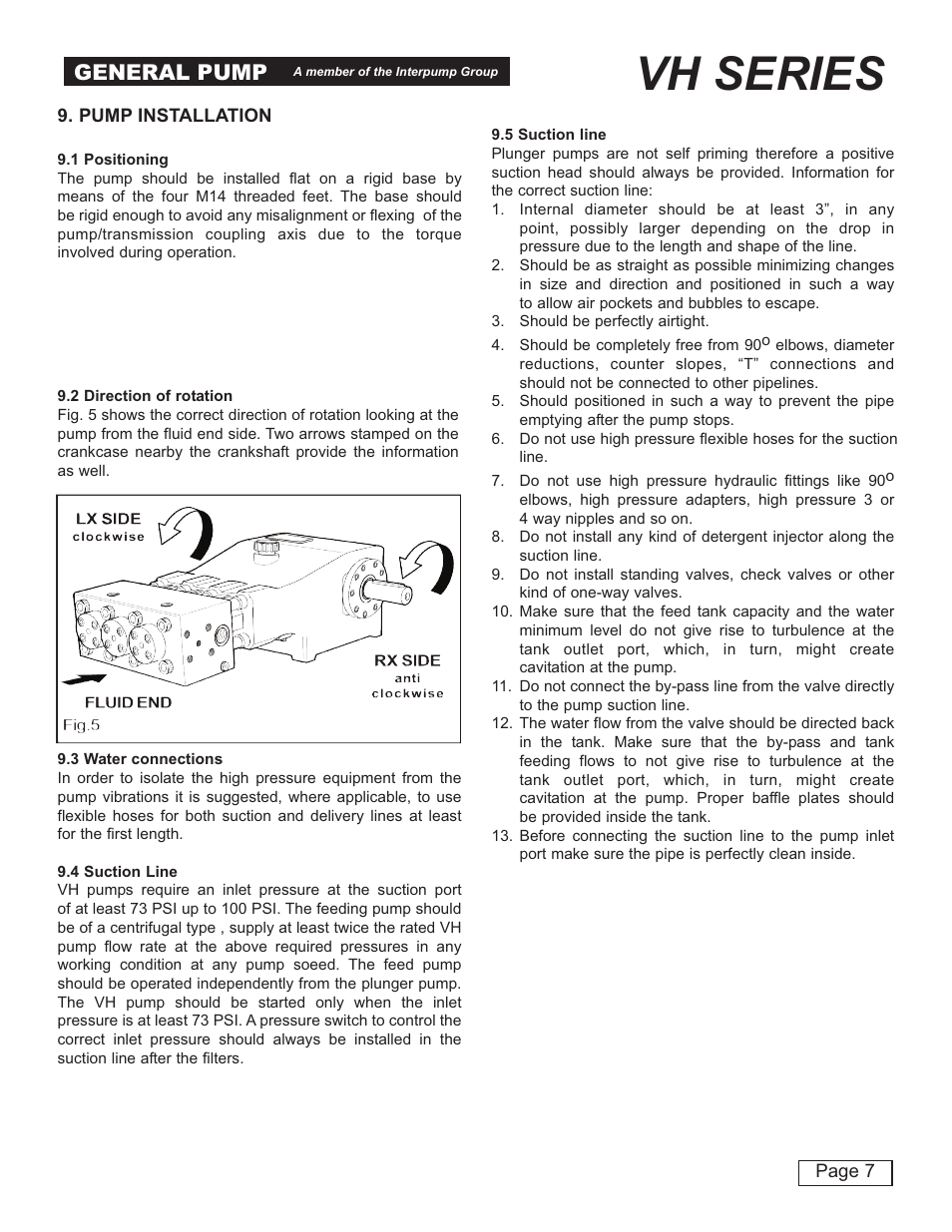 Vh series, General pump | General Pump VH User Manual | Page 7 / 18