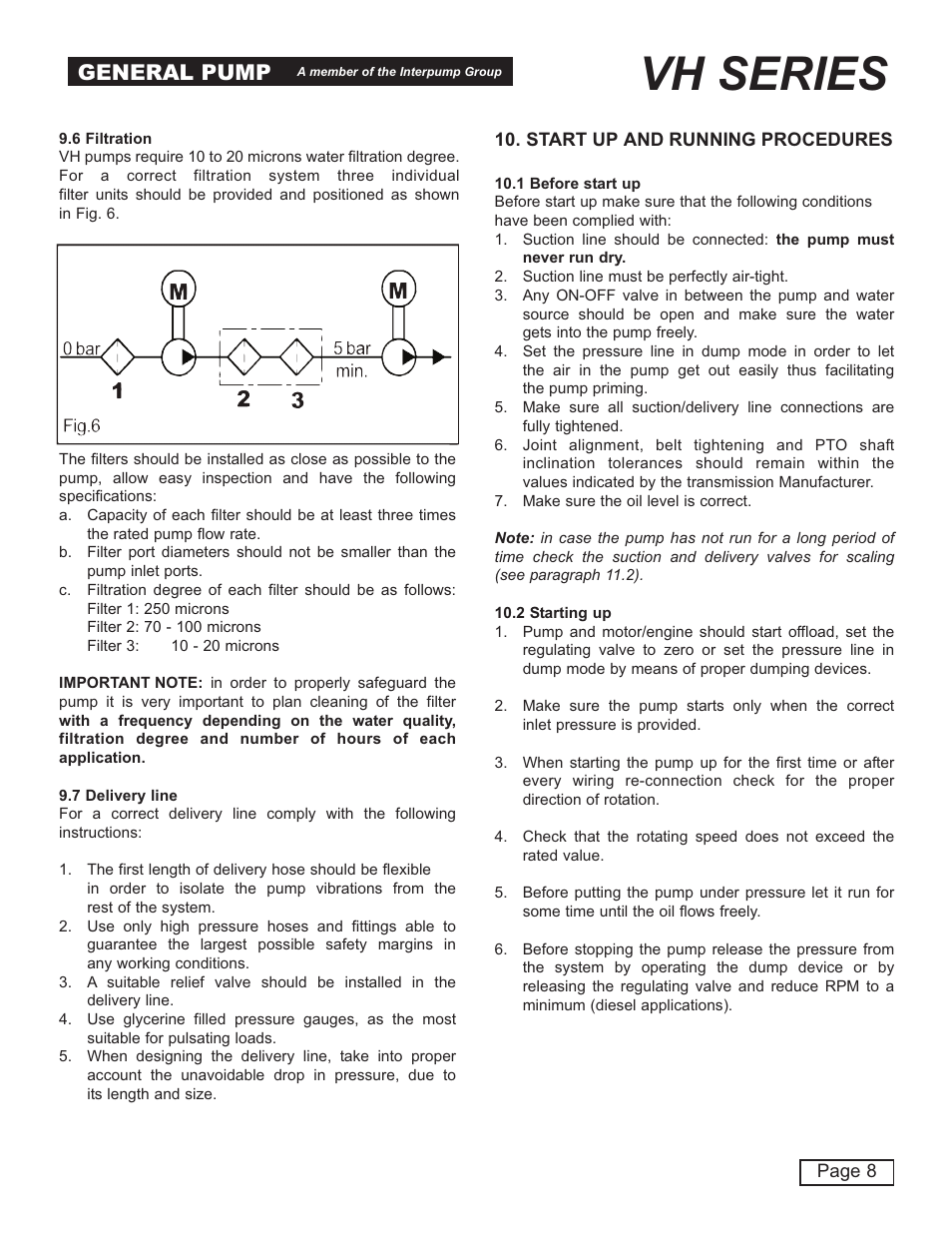 Vh series, General pump | General Pump VH User Manual | Page 8 / 18