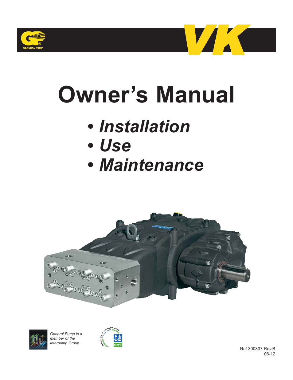 General Pump VK Owner Manual User Manual | 26 pages