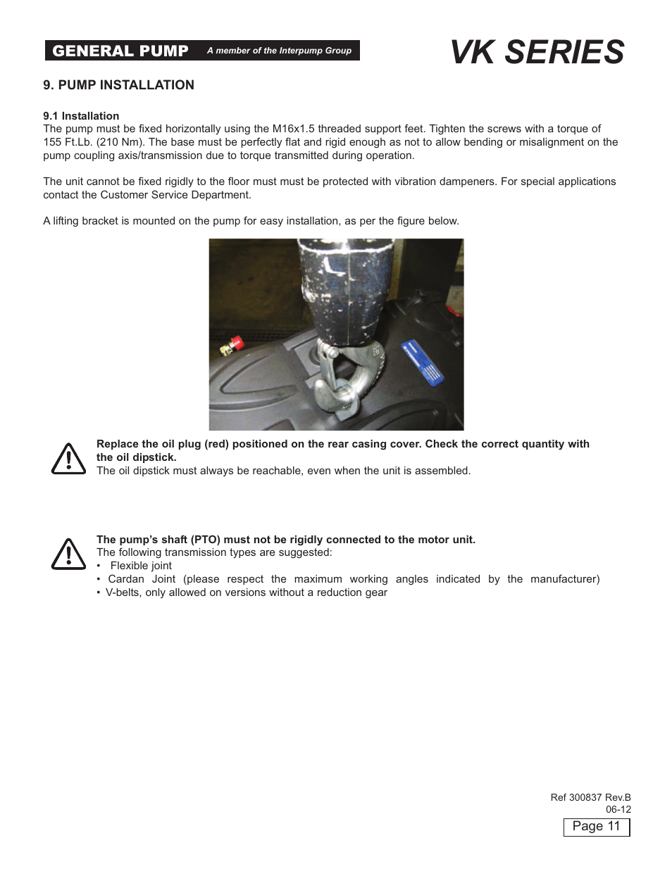 Vk series, General pump | General Pump VK Owner Manual User Manual | Page 11 / 26