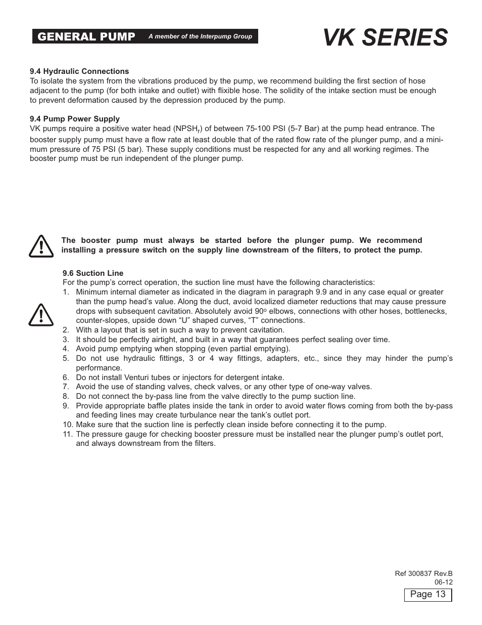 Vk series, General pump | General Pump VK Owner Manual User Manual | Page 13 / 26