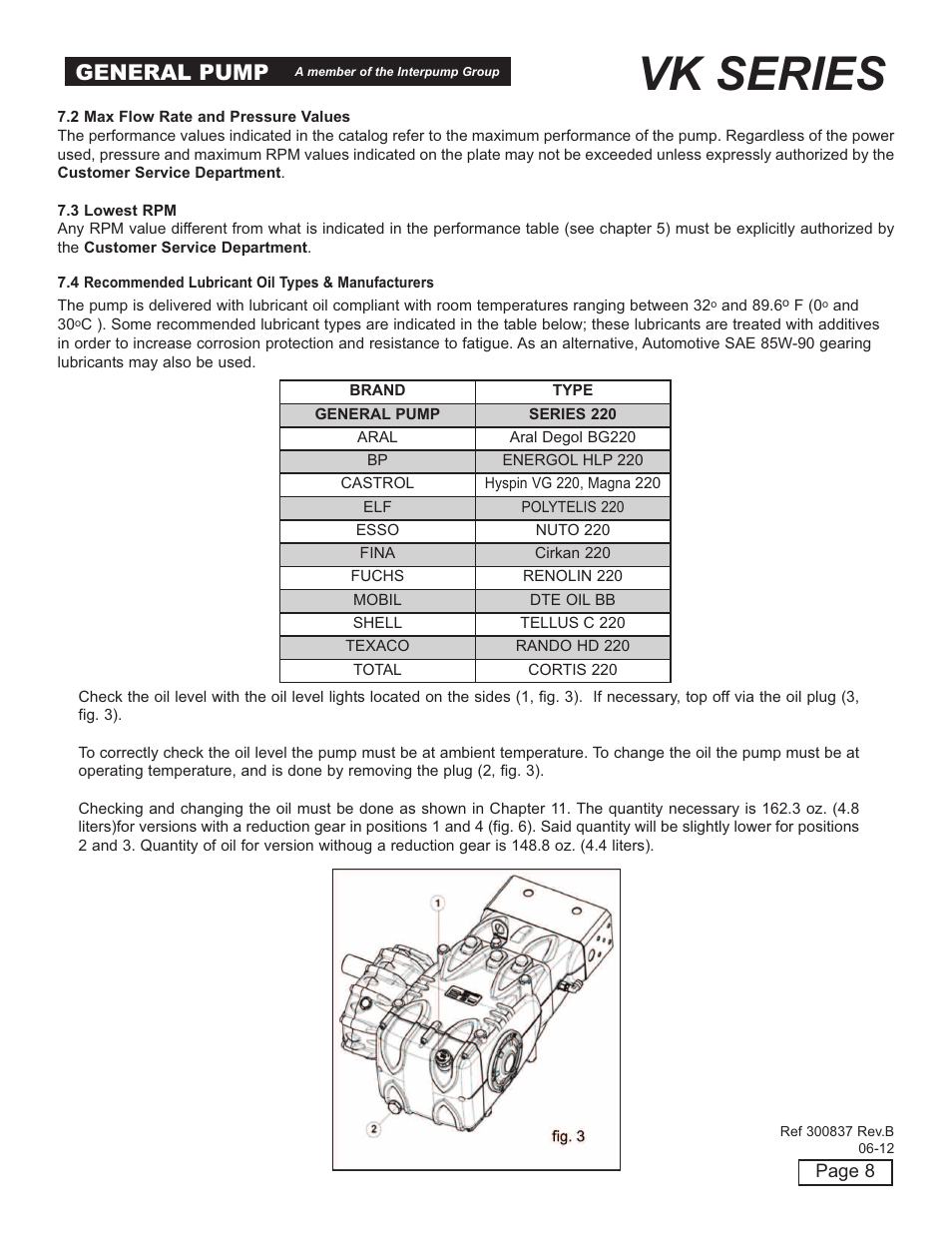 Vk series, General pump | General Pump VK Owner Manual User Manual | Page 8 / 26