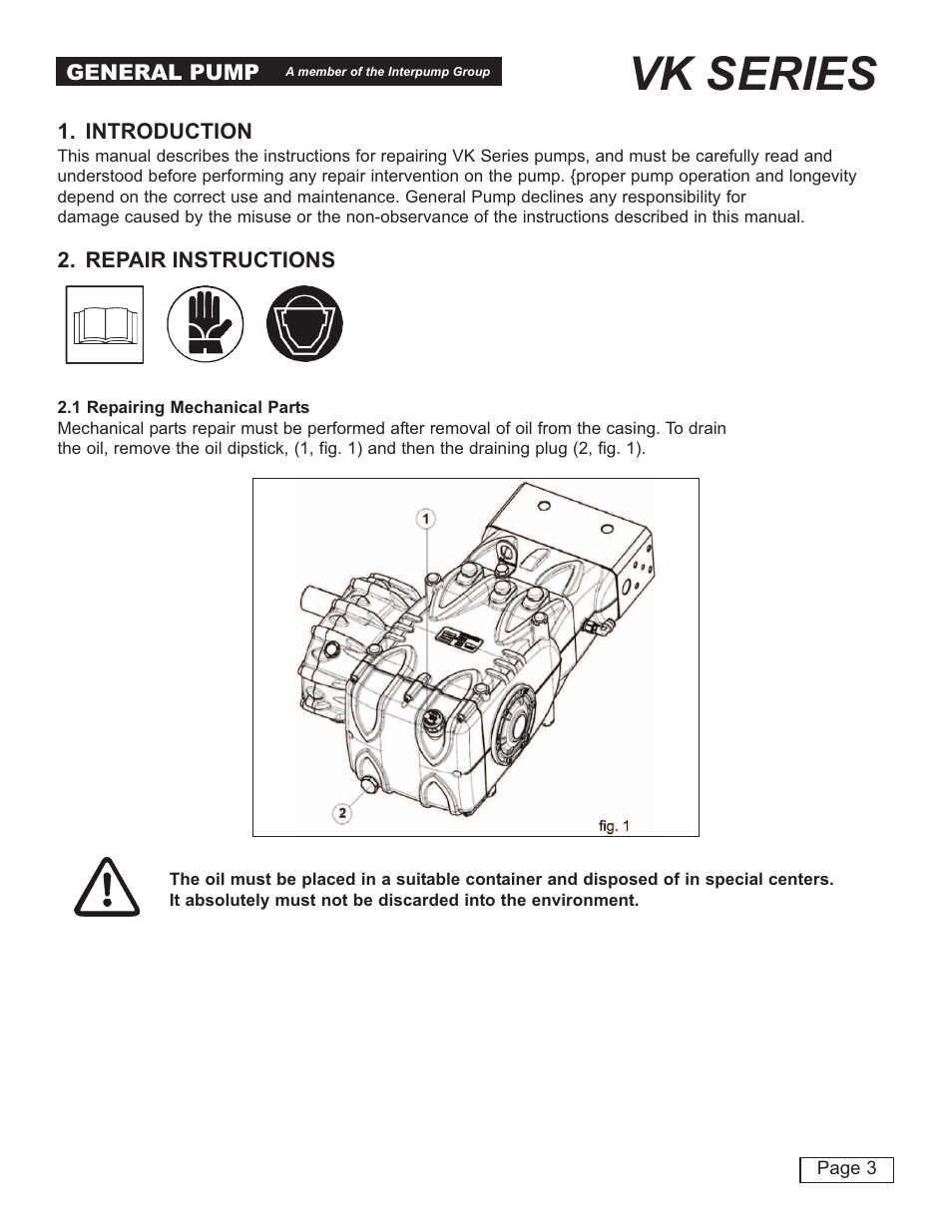 Vk series | General Pump VK Repair Manual User Manual | Page 3 / 24