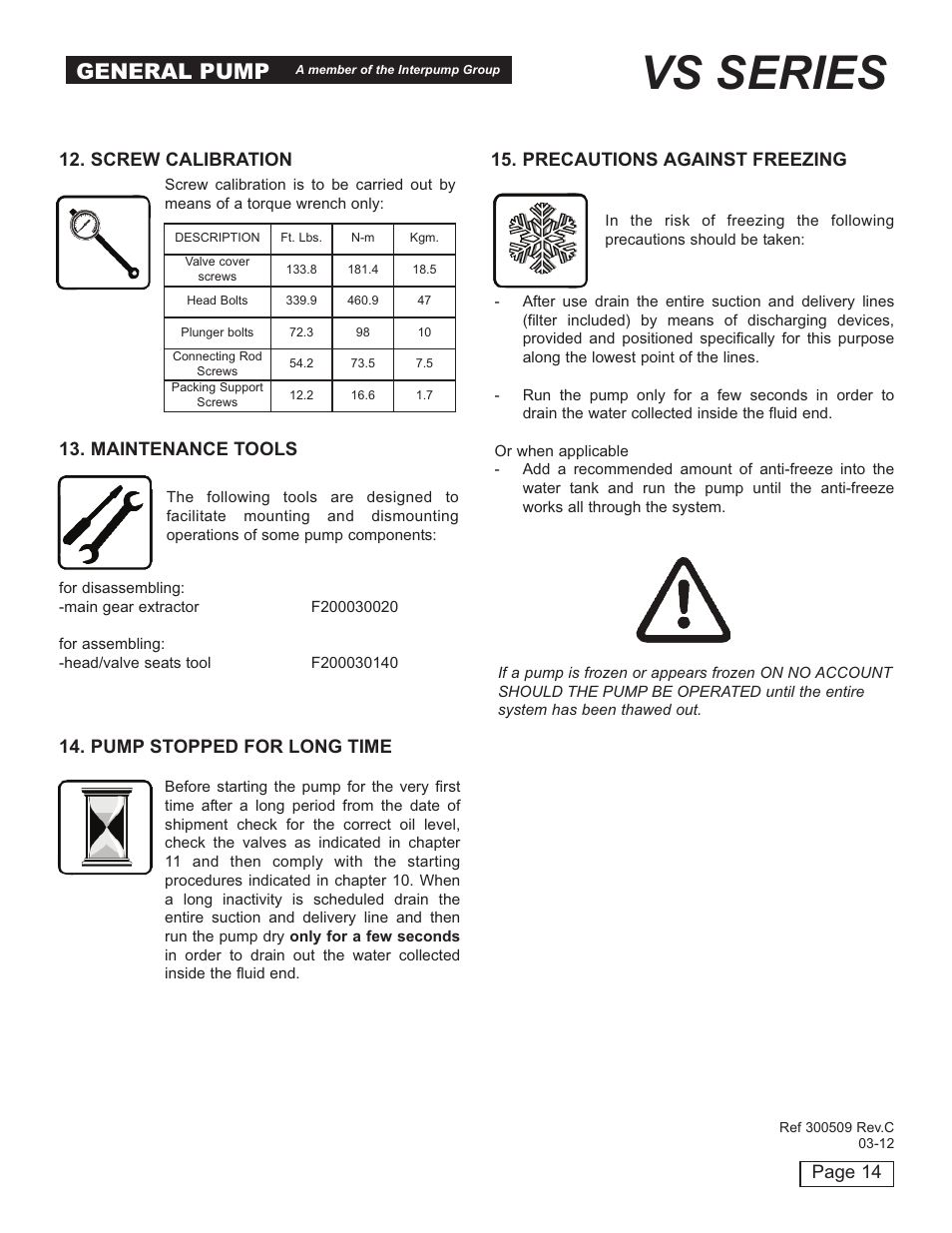Vs series, General pump | General Pump VS User Manual | Page 14 / 18