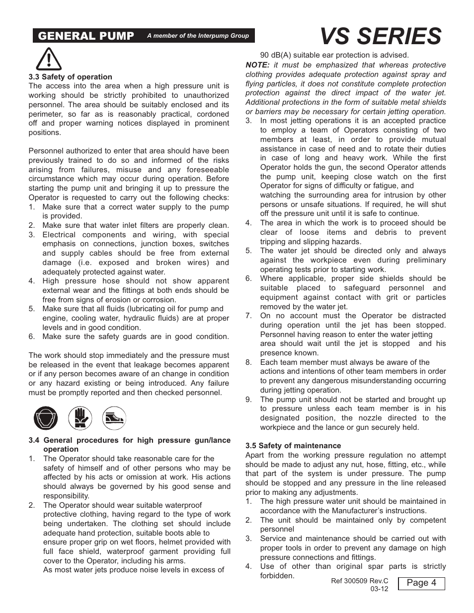 Vs series, General pump | General Pump VS User Manual | Page 4 / 18