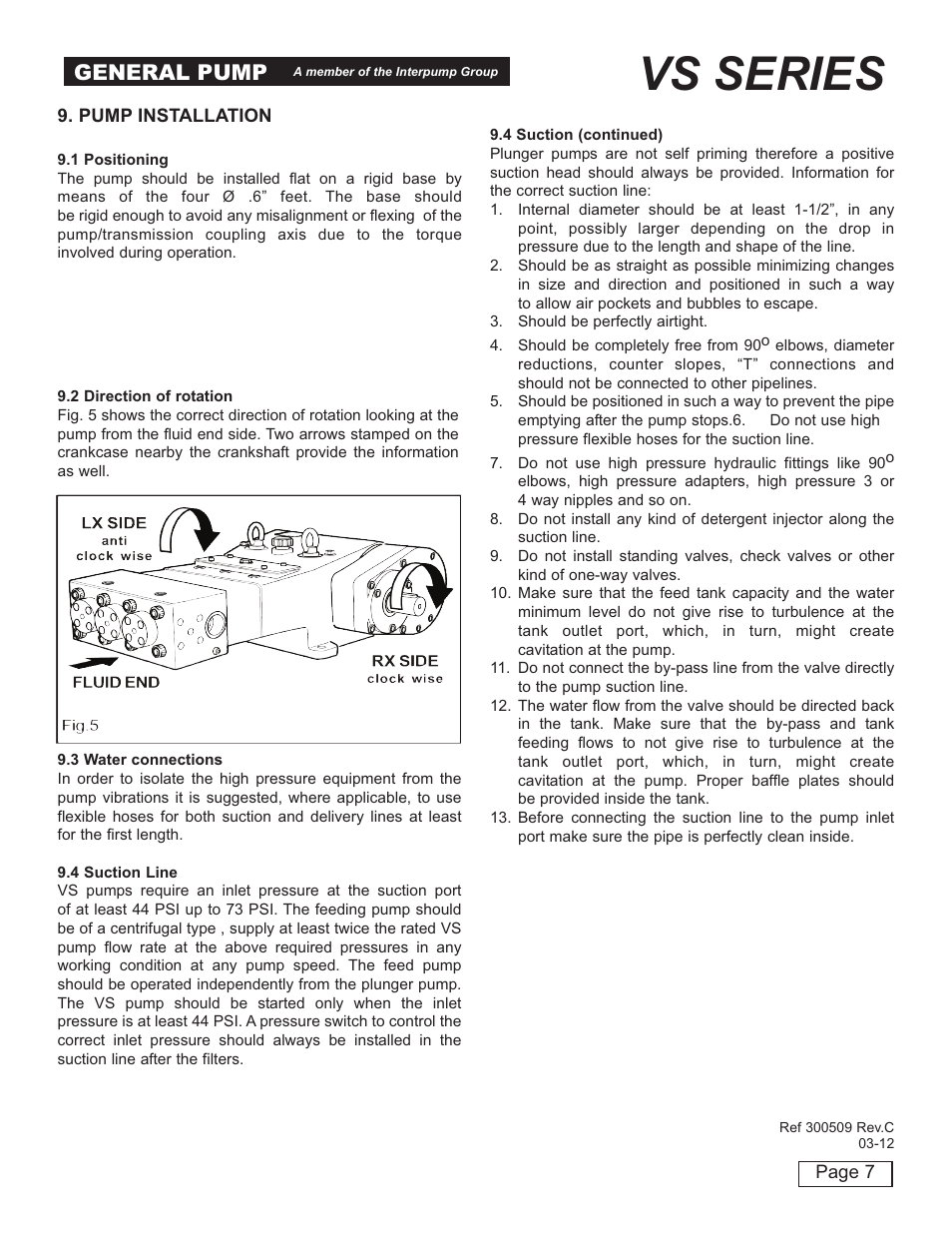 Vs series, General pump | General Pump VS User Manual | Page 7 / 18