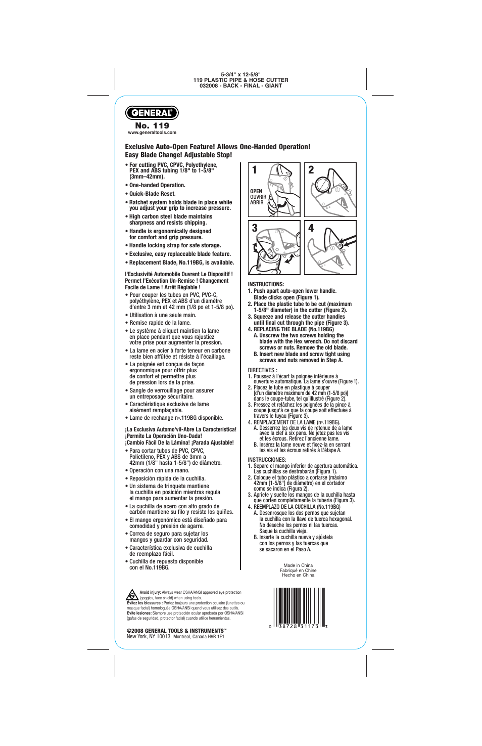 General Tools and Instruments 119 User Manual | 1 page