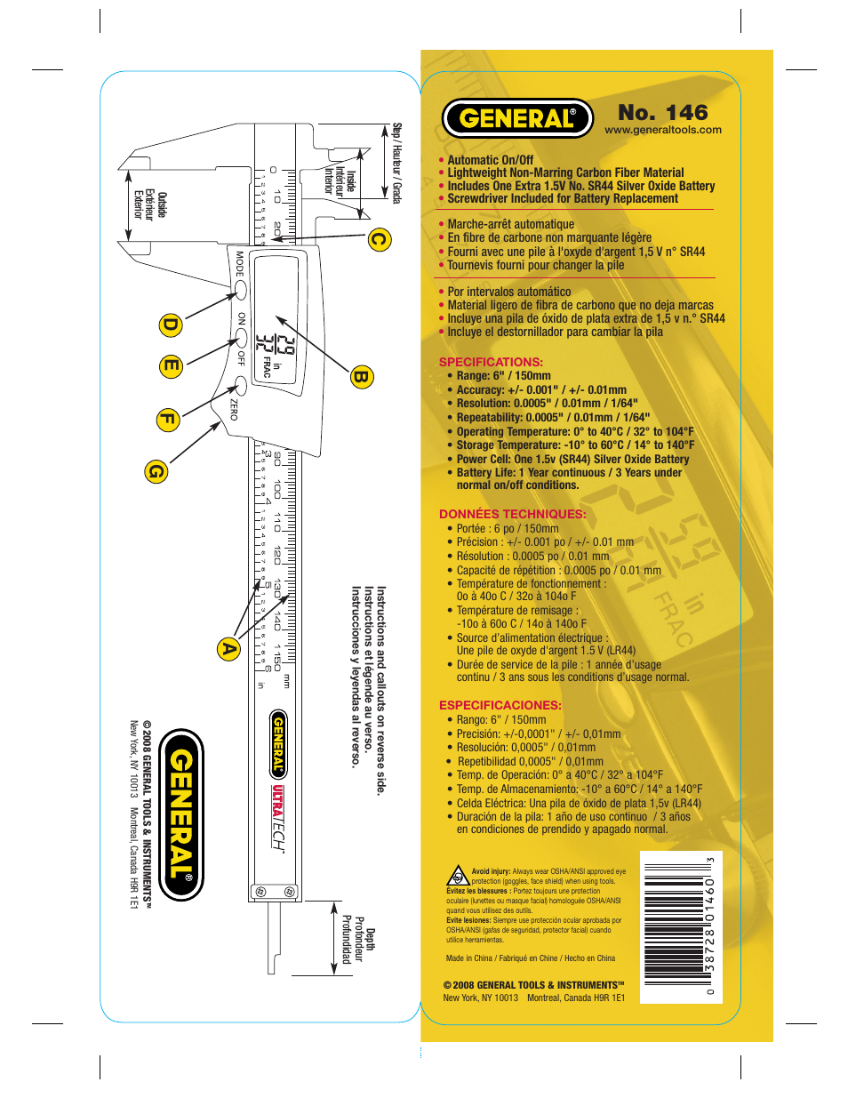 General Tools and Instruments 146 User Manual | 2 pages