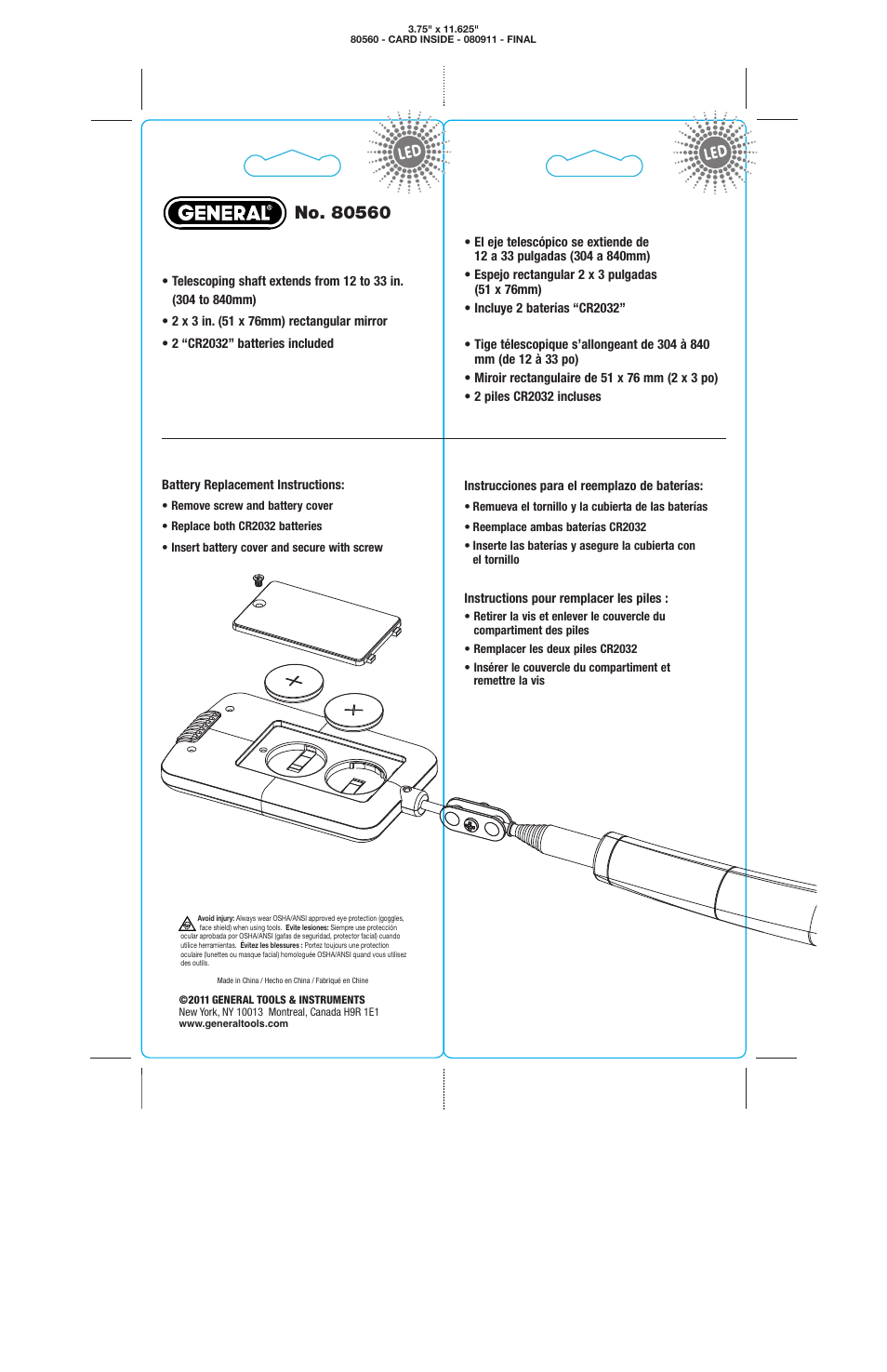 General Tools and Instruments 80560 User Manual | 1 page