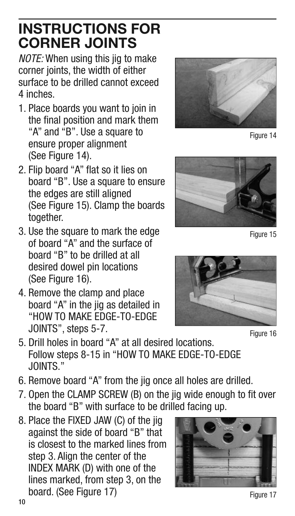 Instructions for corner joints | General Tools and Instruments 840 Pro Doweling Kit User Manual | Page 10 / 36