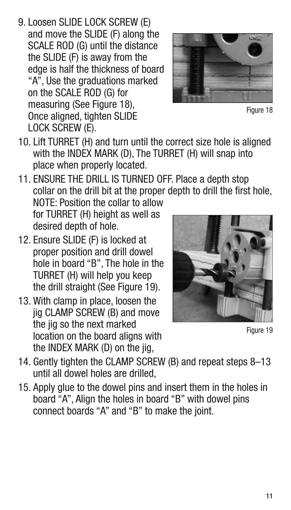 General Tools and Instruments 840 Pro Doweling Kit User Manual | Page 11 / 36