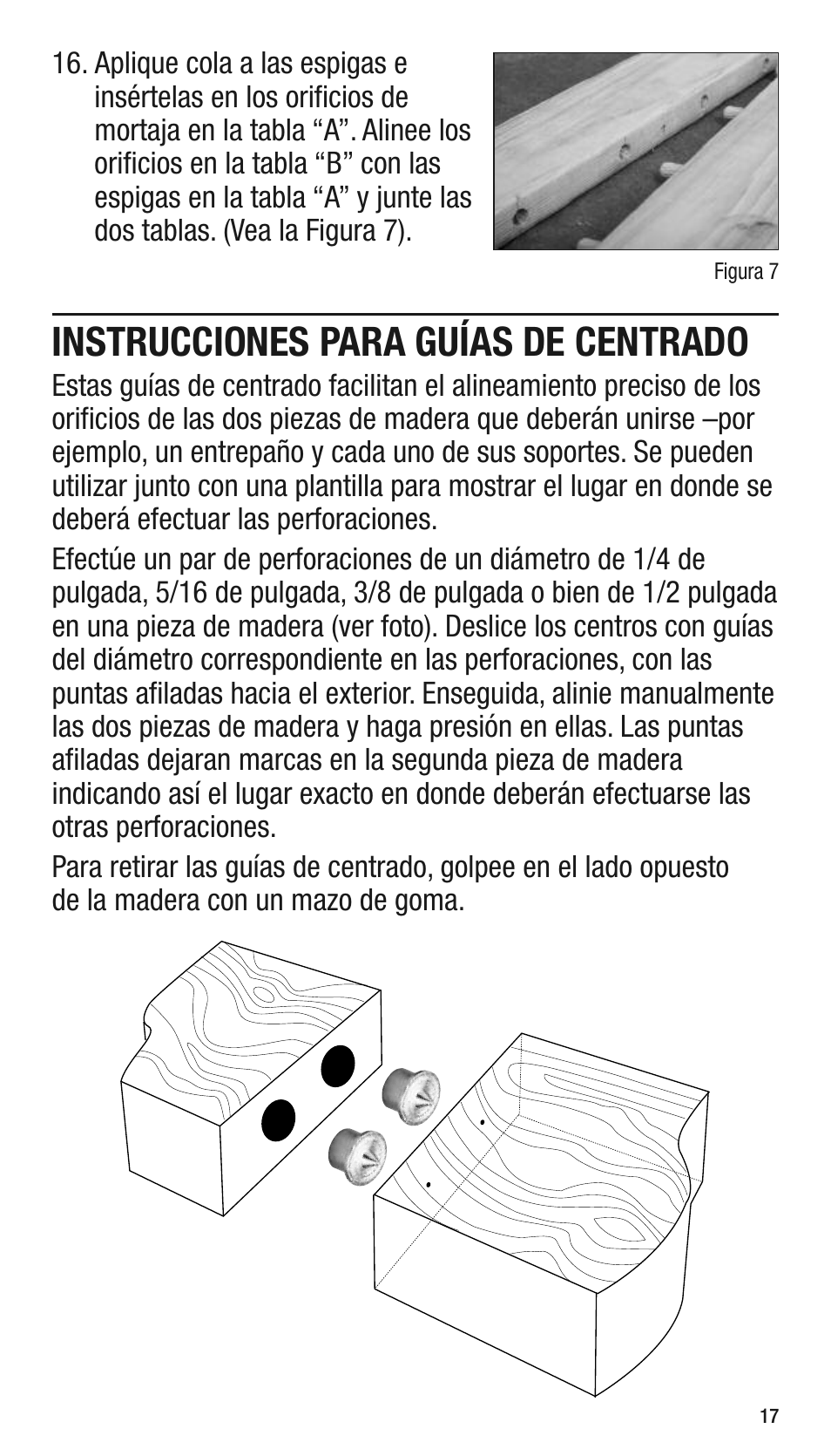Instrucciones para guías de centrado | General Tools and Instruments 840 Pro Doweling Kit User Manual | Page 17 / 36