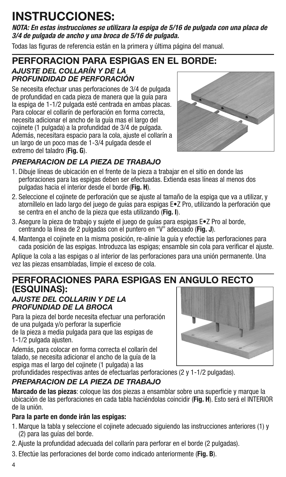 Instrucciones, Perforacion para espigas en el borde | General Tools and Instruments 841 User Manual | Page 4 / 8