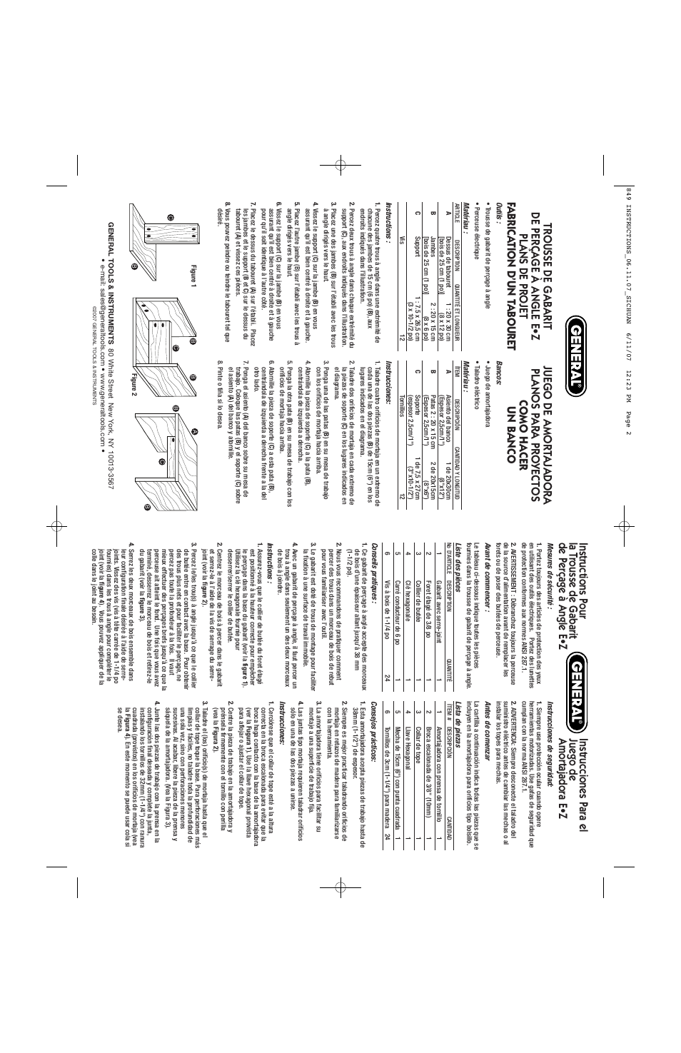 Instrucciones para el juego de amortajadora e•z | General Tools and Instruments 849 User Manual | Page 2 / 2