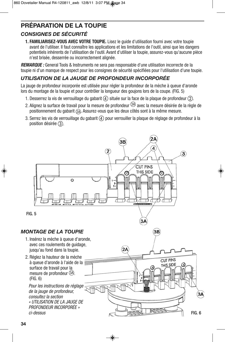 Préparation de la toupie | General Tools and Instruments 860 v.2 User Manual | Page 34 / 44