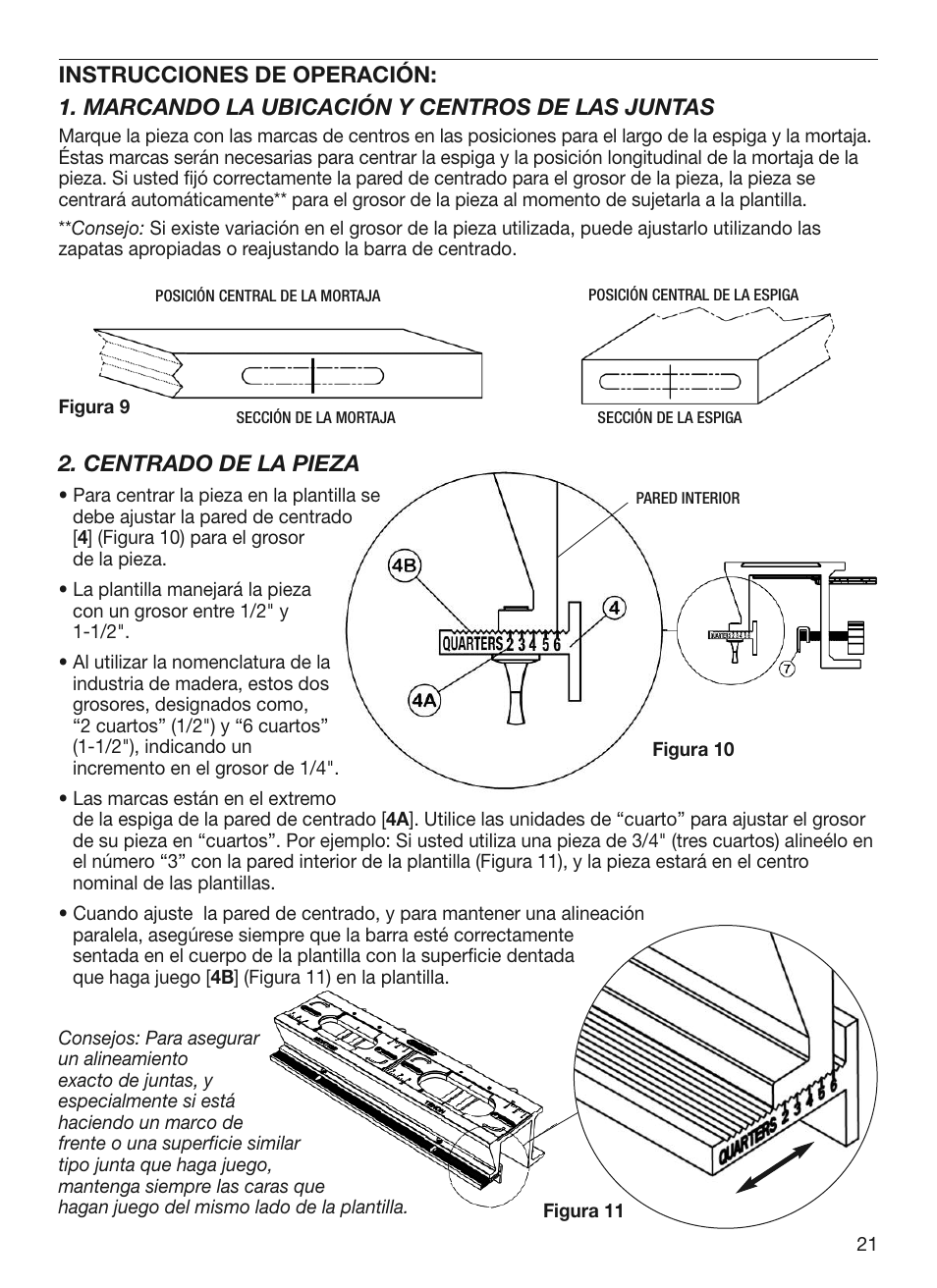 Centrado de la pieza | General Tools and Instruments 870 v.2 User Manual | Page 21 / 46