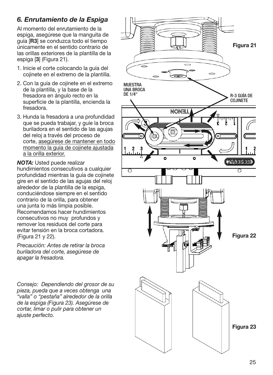 Enrutamiento de la espiga | General Tools and Instruments 870 v.2 User Manual | Page 25 / 46