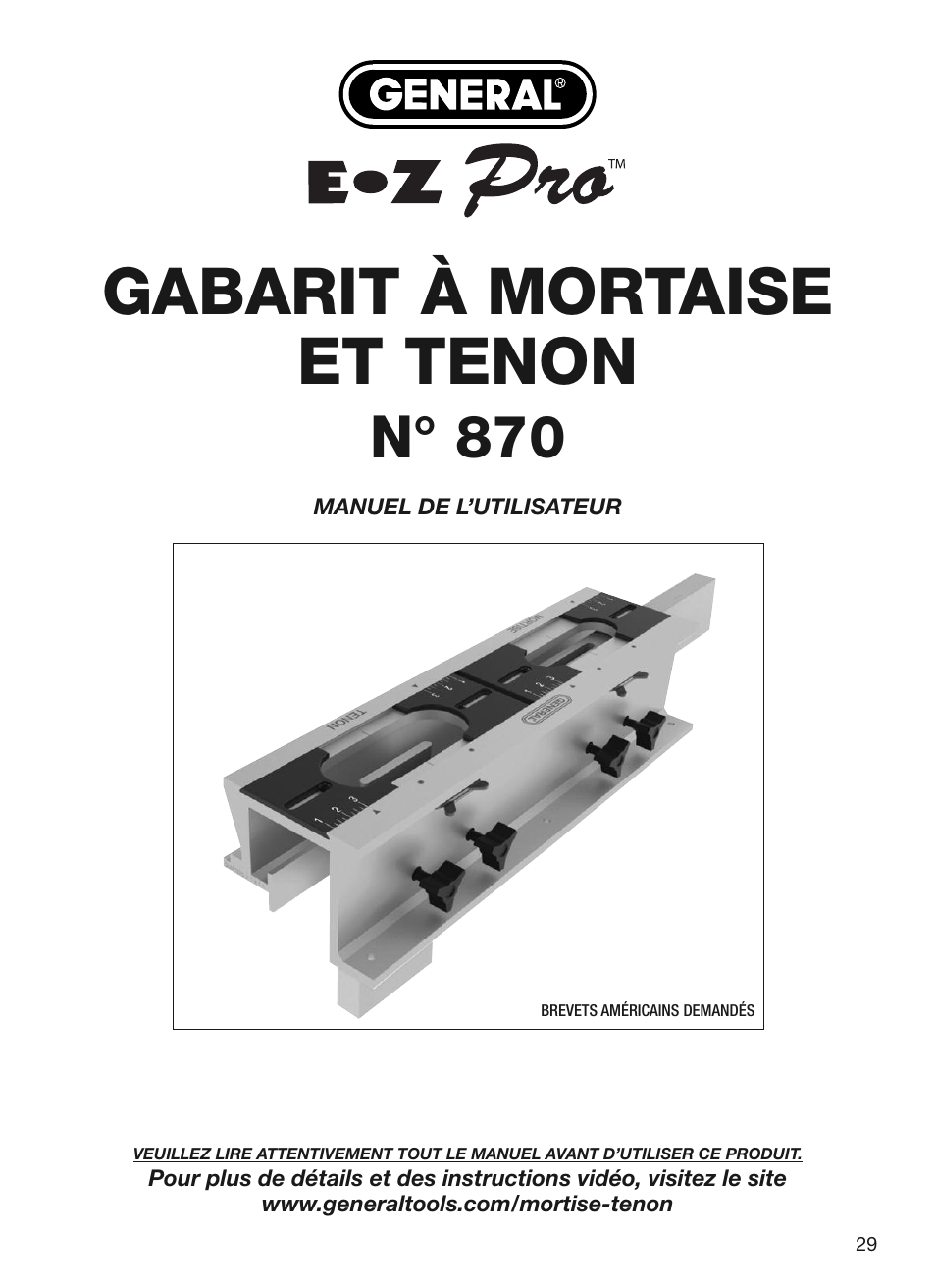 Gabarit à mortaise et tenon, N° 870 | General Tools and Instruments 870 v.2 User Manual | Page 29 / 46