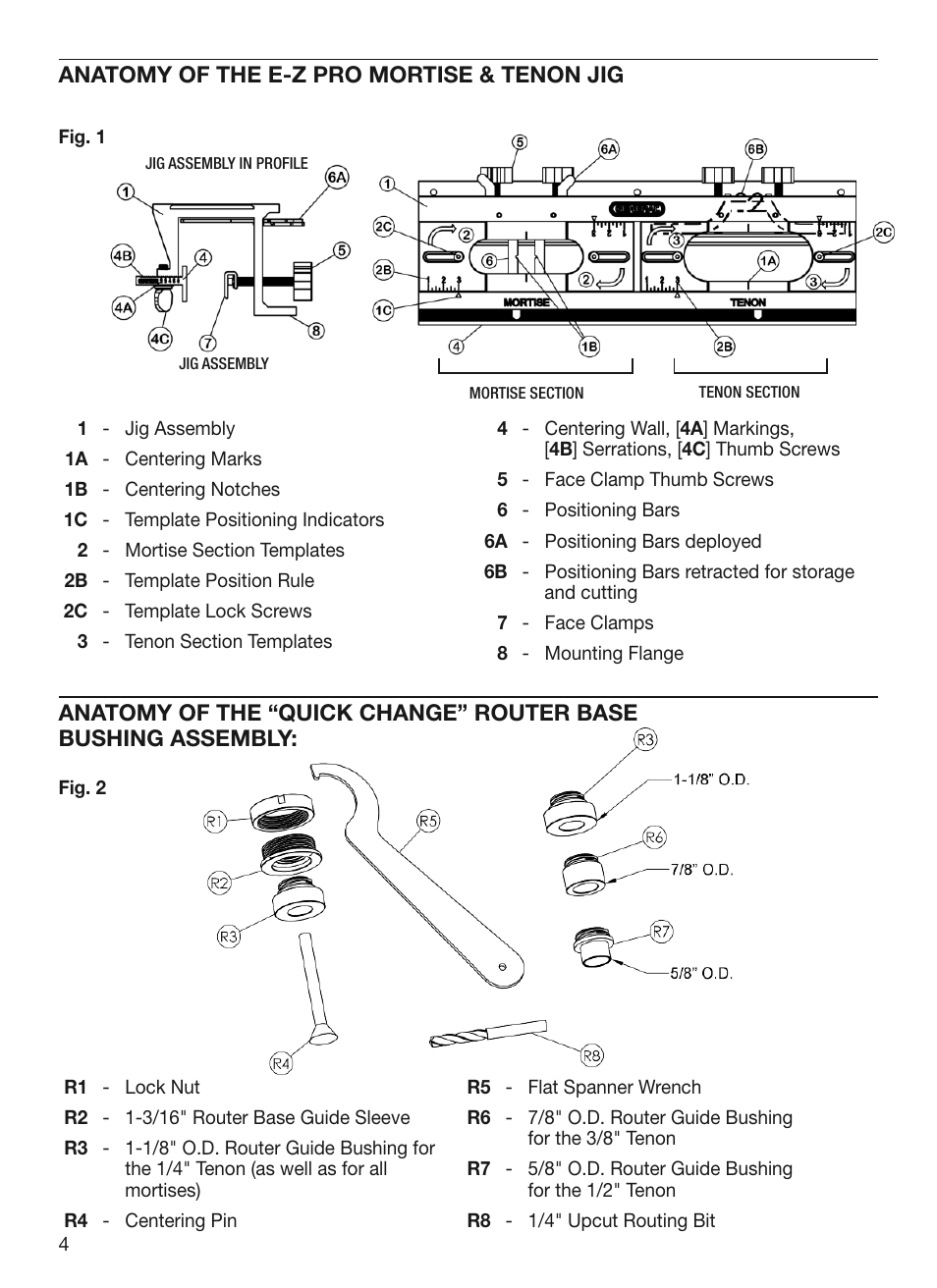 Anatomy of the e-z pro mortise & tenon jig | General Tools and Instruments 870 v.2 User Manual | Page 4 / 46