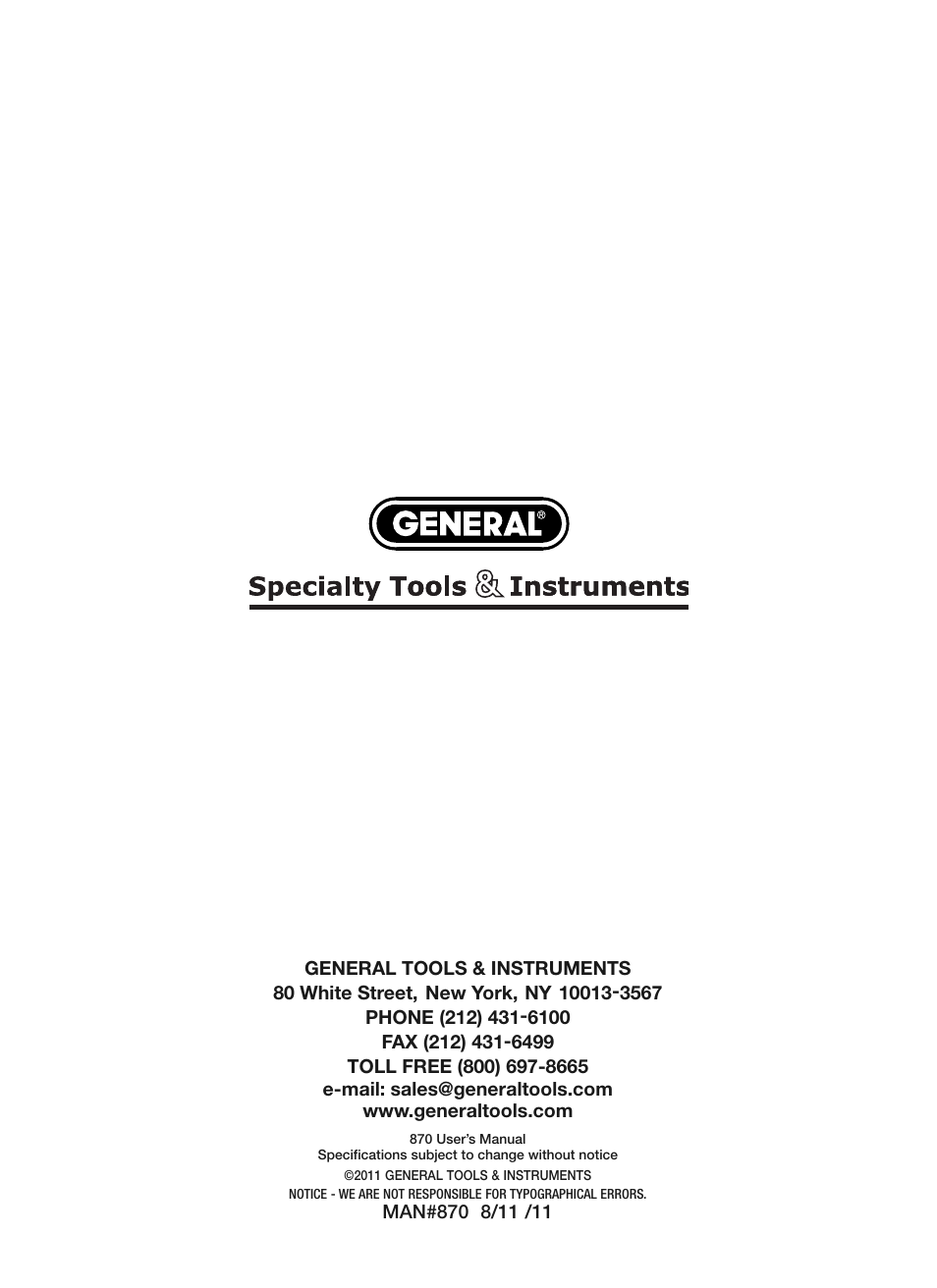 General Tools and Instruments 870 v.2 User Manual | Page 44 / 46