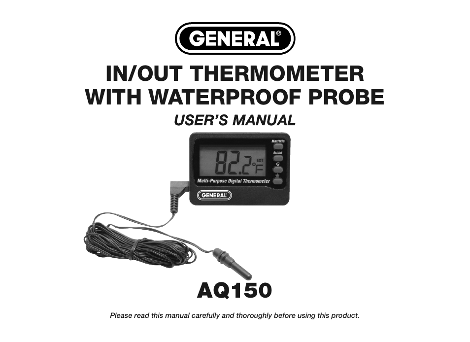 General Tools and Instruments AQ150 User Manual | 16 pages