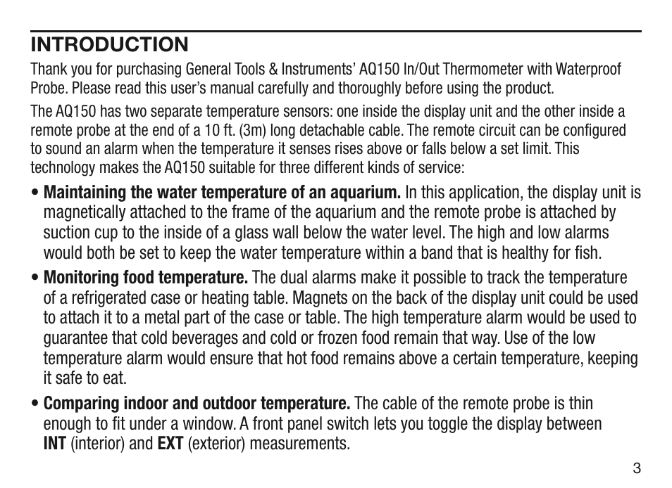 General Tools and Instruments AQ150 User Manual | Page 3 / 16