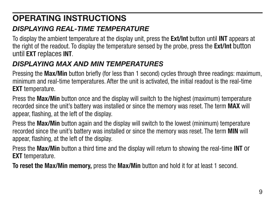 Operating instructions | General Tools and Instruments AQ150 User Manual | Page 9 / 16