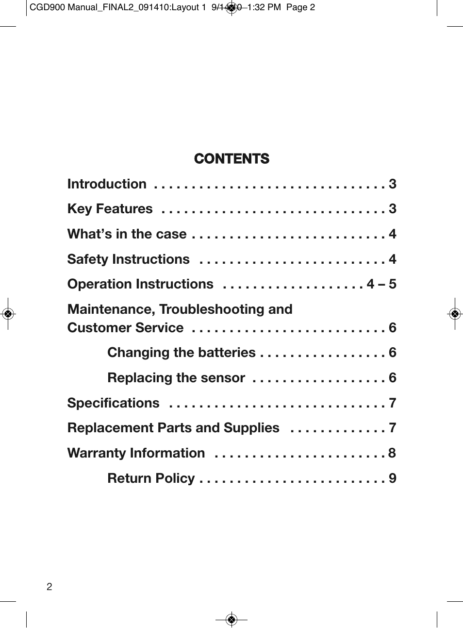 General Tools and Instruments CGD900 User Manual | Page 2 / 12